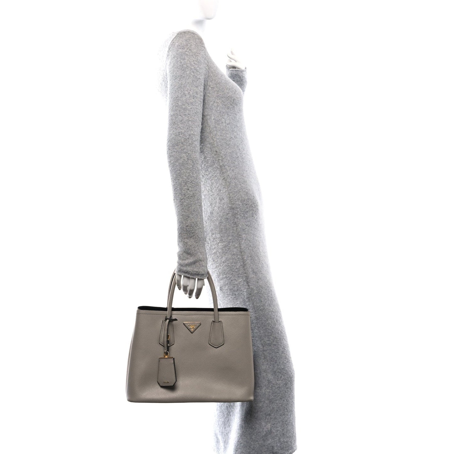 Prada Saffiano Cuir Double Leather Bag - Pomice
