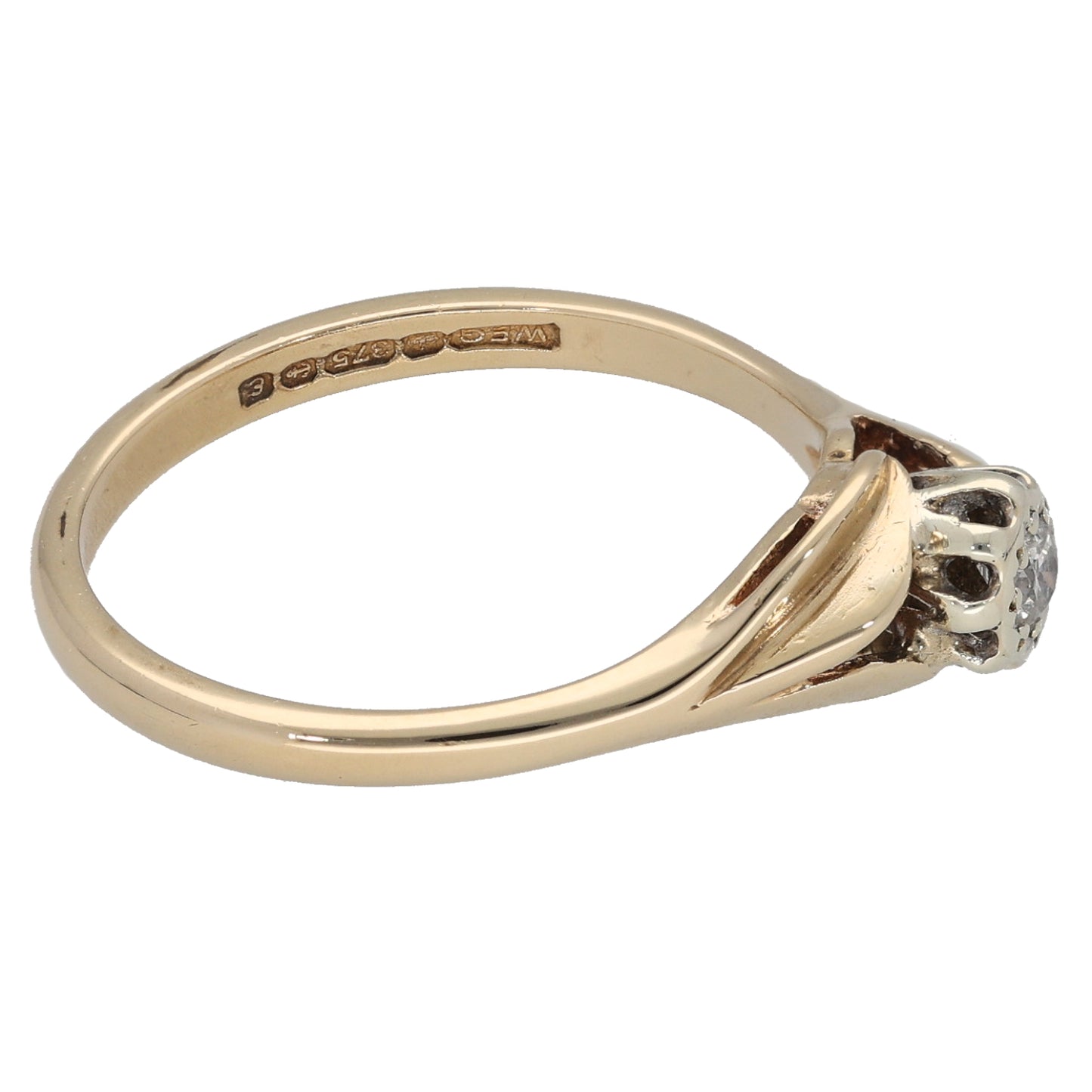9ct Gold 0.07ct Diamond Solitaire Ring Size N