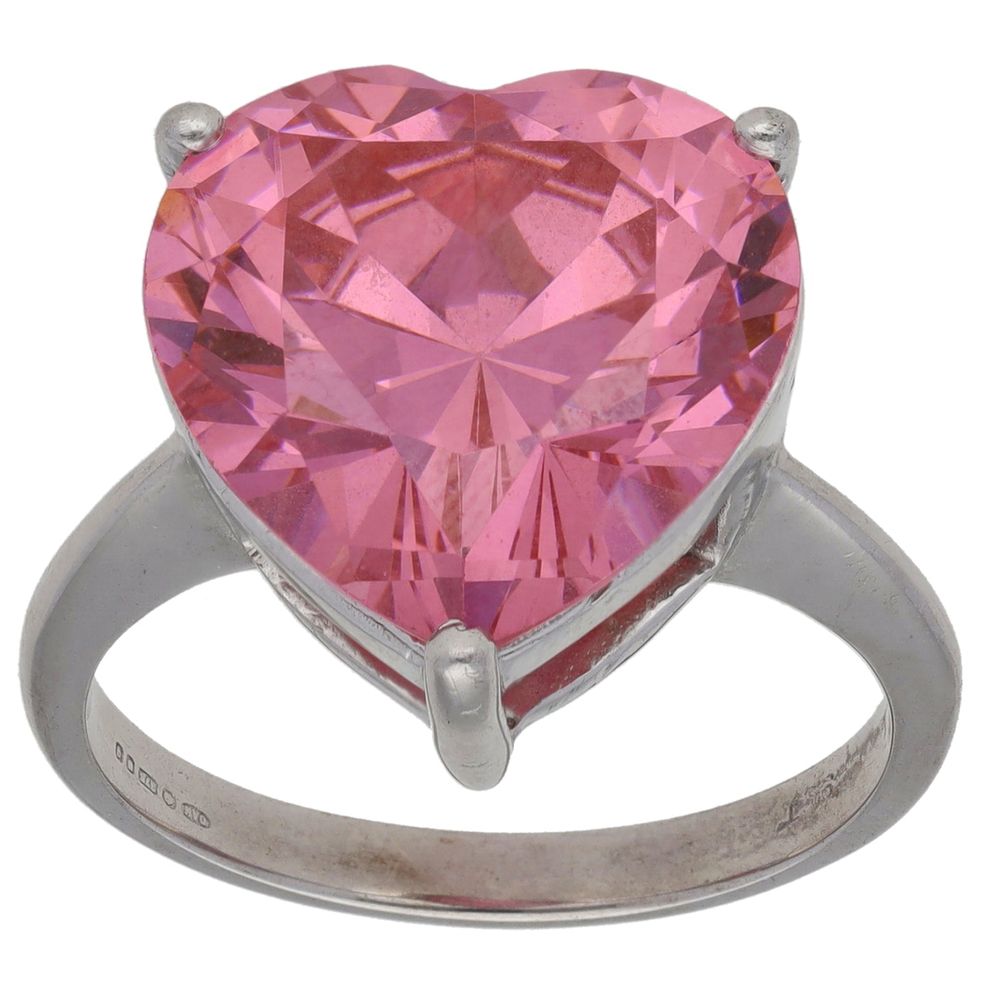 9ct White Gold Cubic Zirconia Single Stone Ring Size S