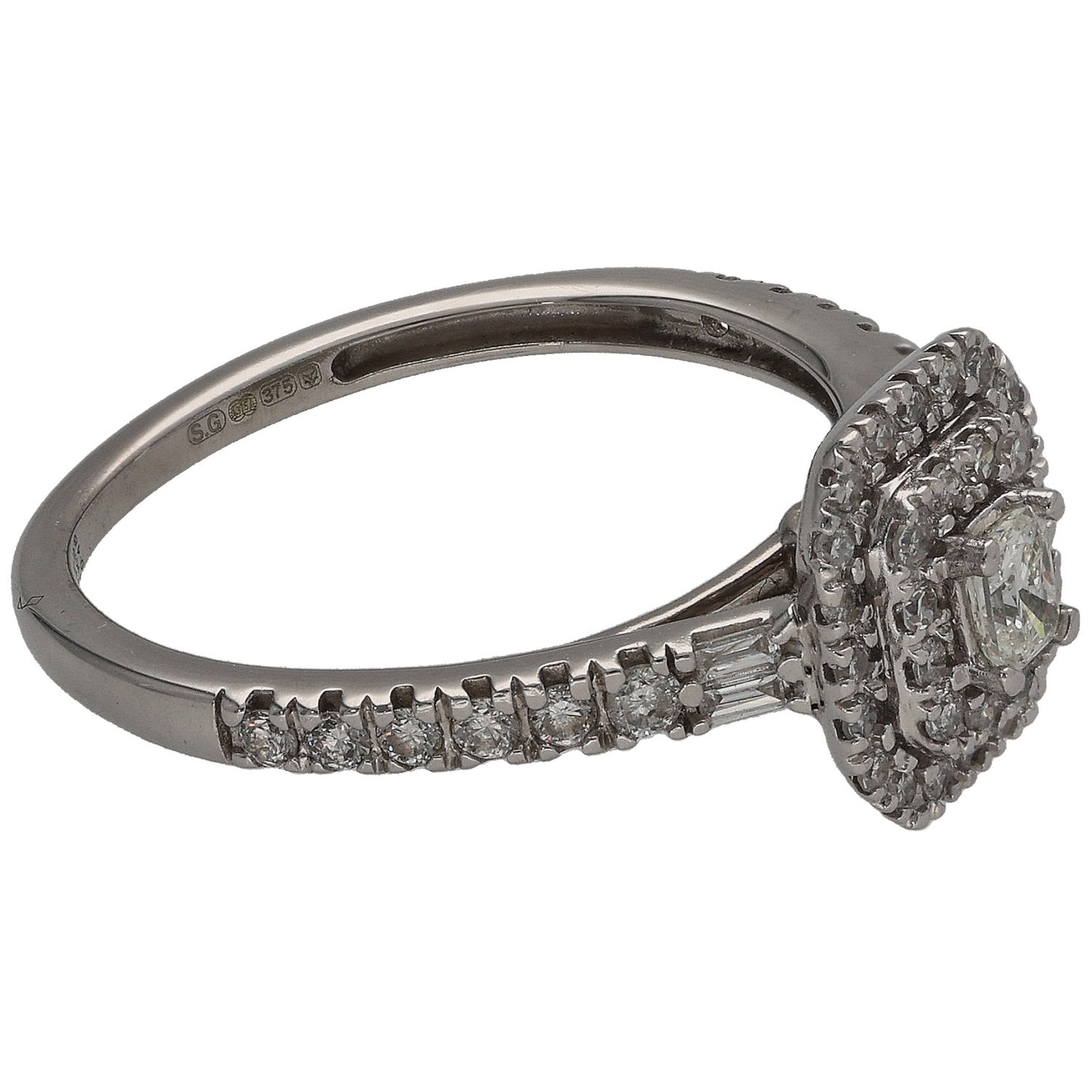 9ct White Gold 0.48ct Diamond Dress/Cocktail Ring Size K