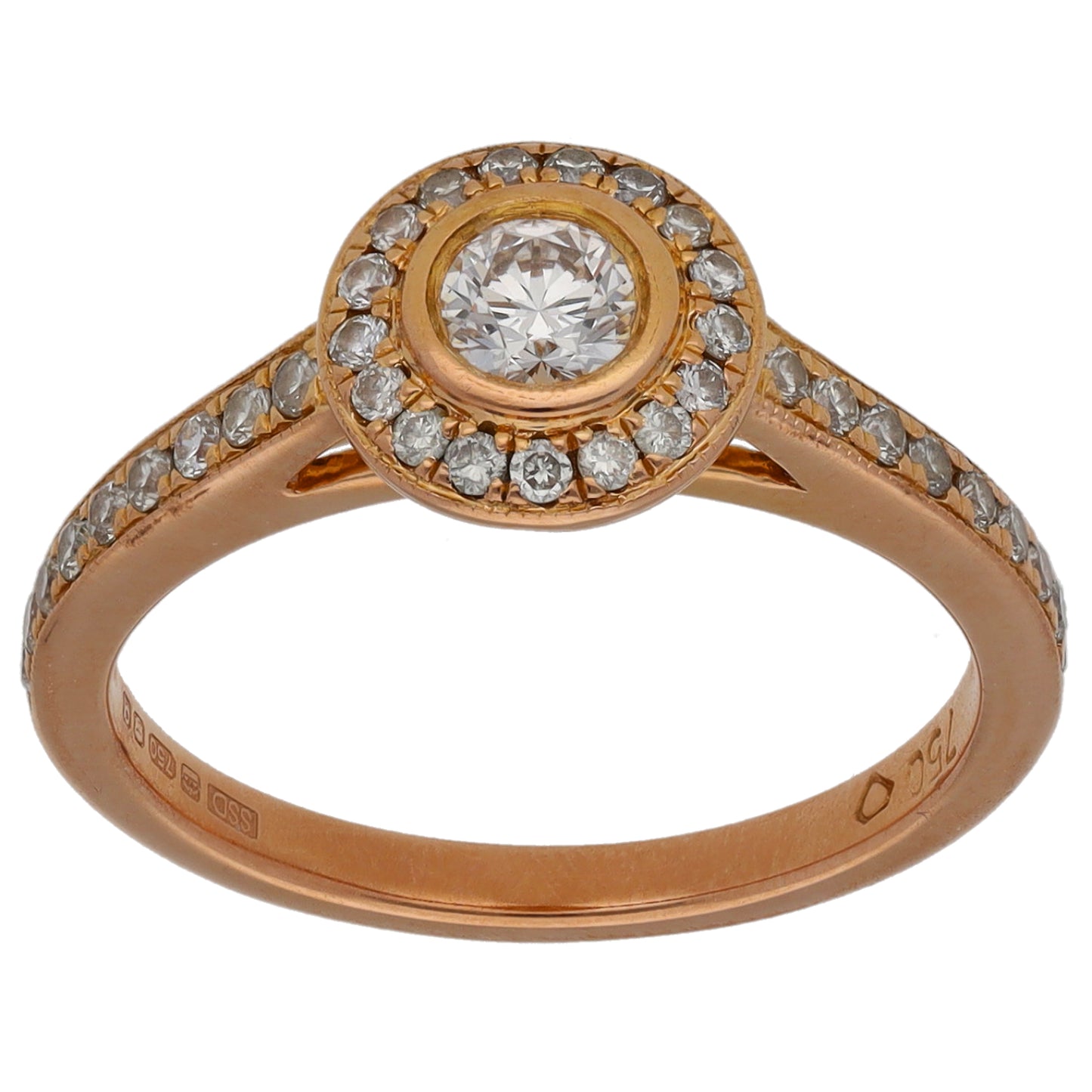 18ct Gold 0.43ct Diamond Solitaire Ring With Accent Stones Size L