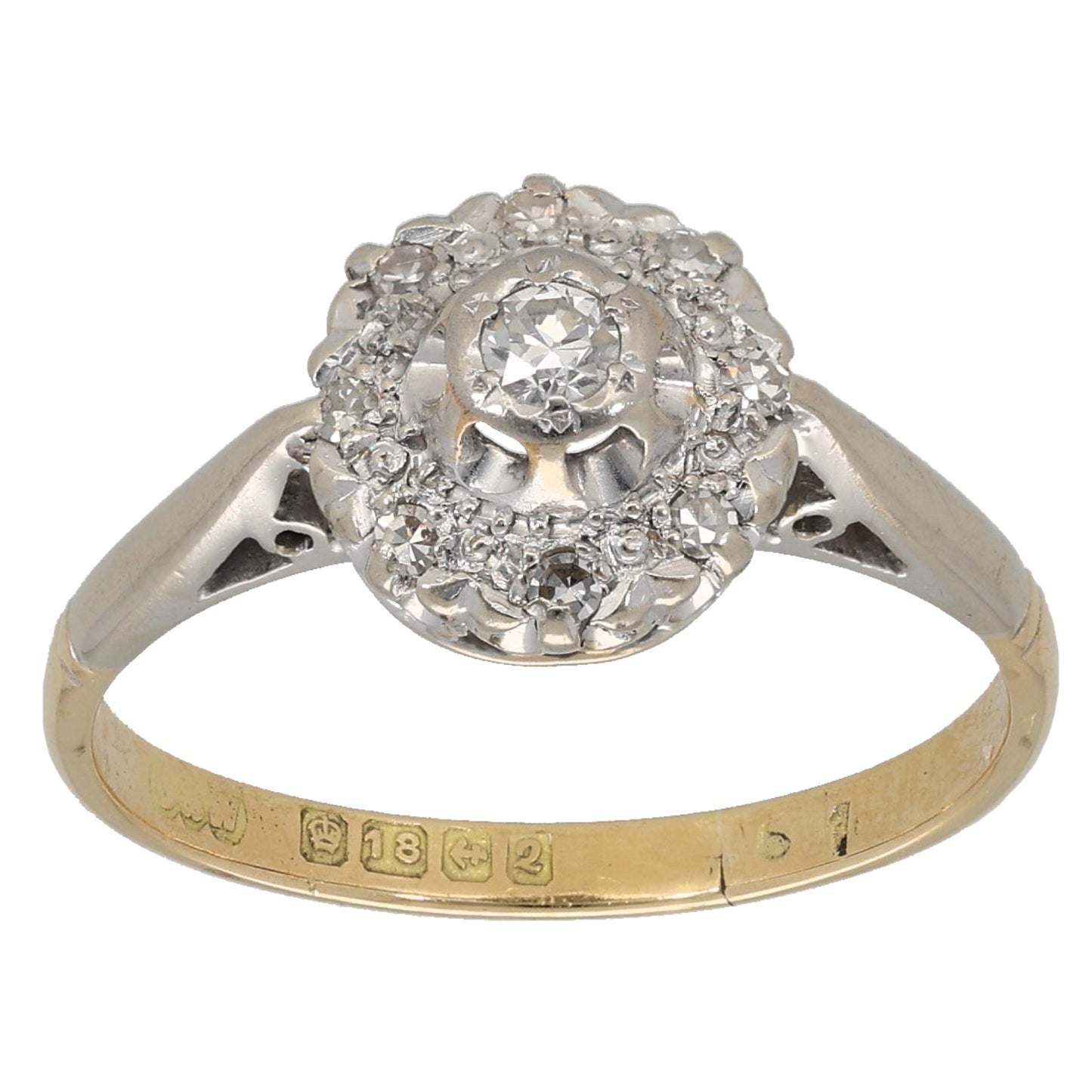 18ct Gold 0.15ct Diamond Cluster Ring Size M