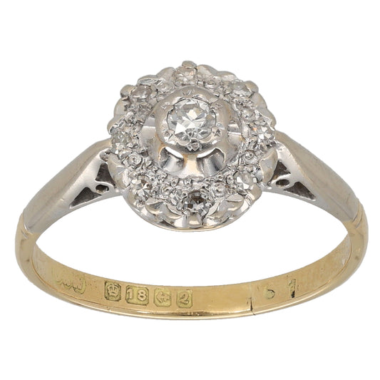 18ct Gold 0.15ct Diamond Cluster Ring Size M