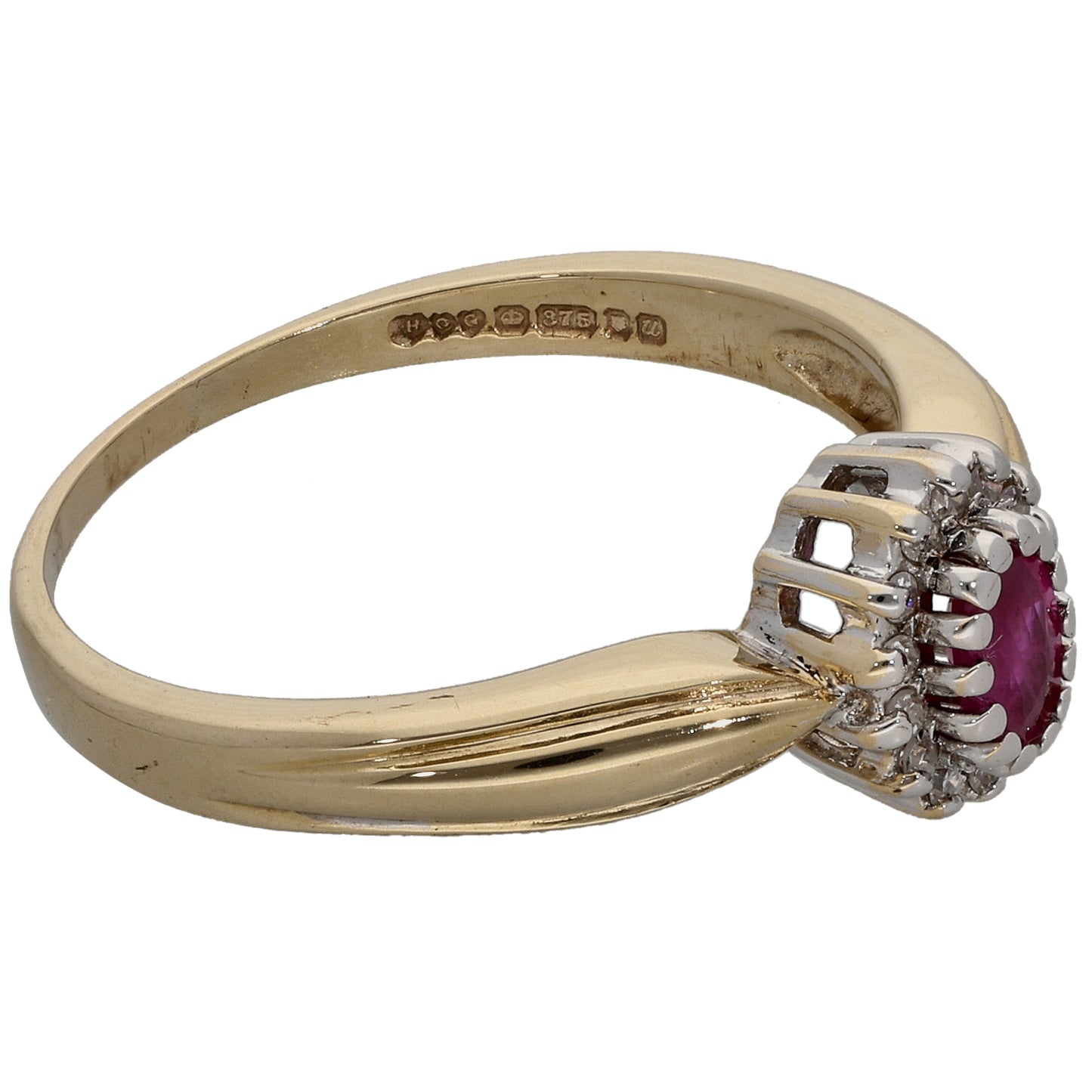 9ct Gold 0.07ct Diamond & Ruby Dress/Cocktail Ring Size N