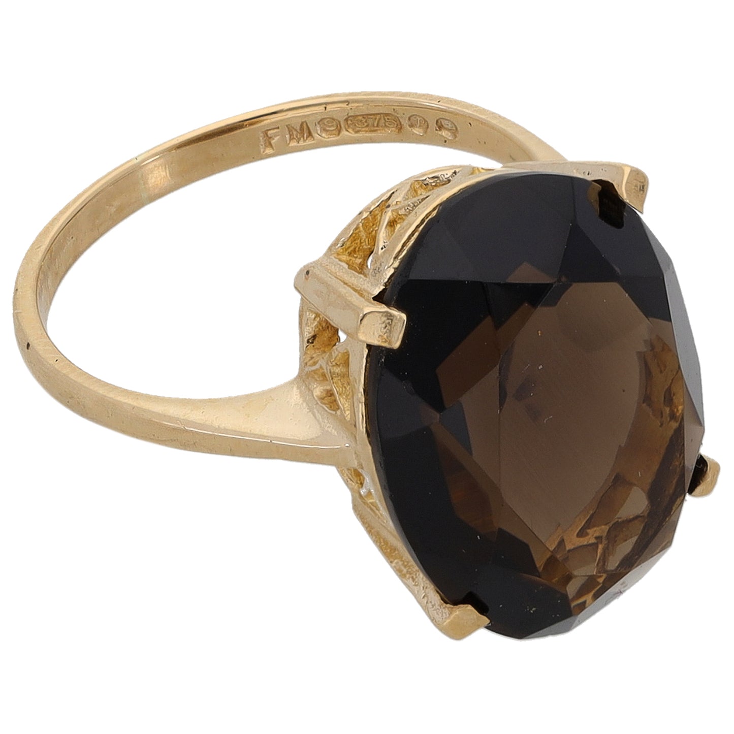 9ct Gold Smoky Quartz Single Stone Ring Size M