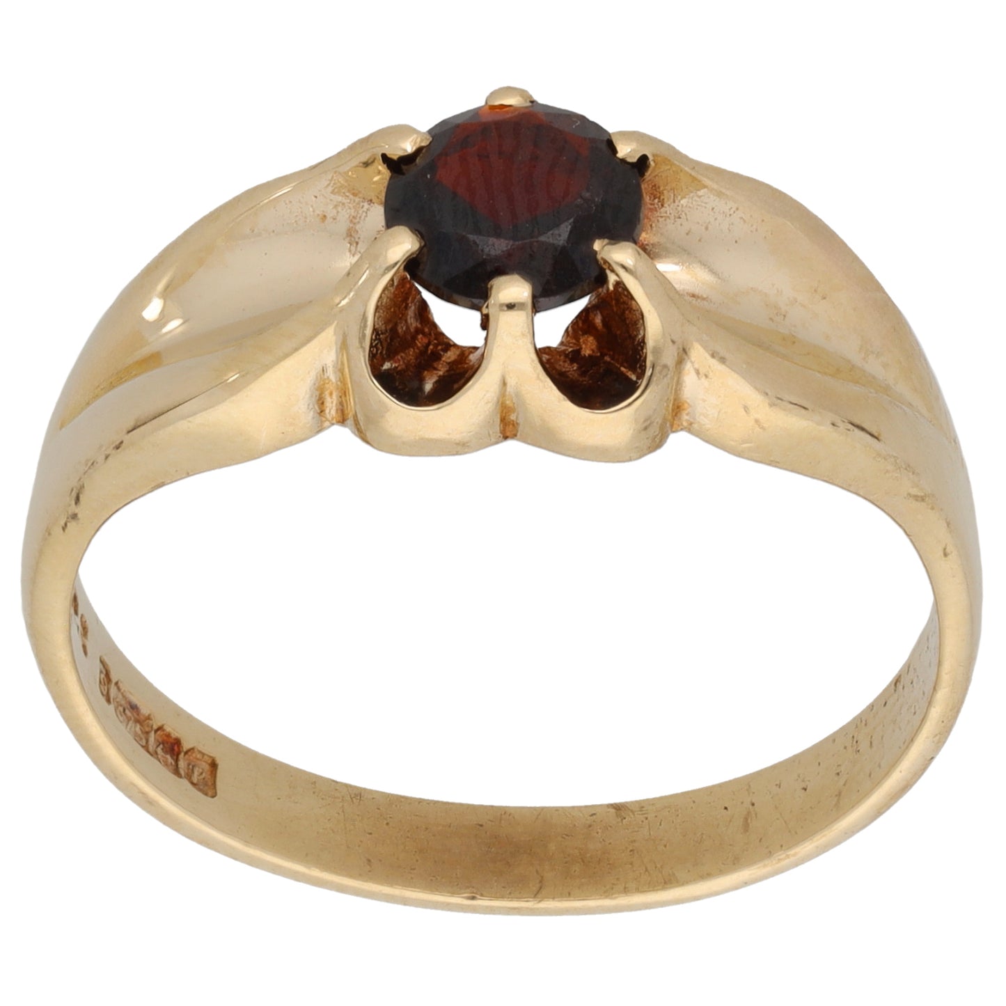 9ct Gold Garnet Single Stone Ring Size V