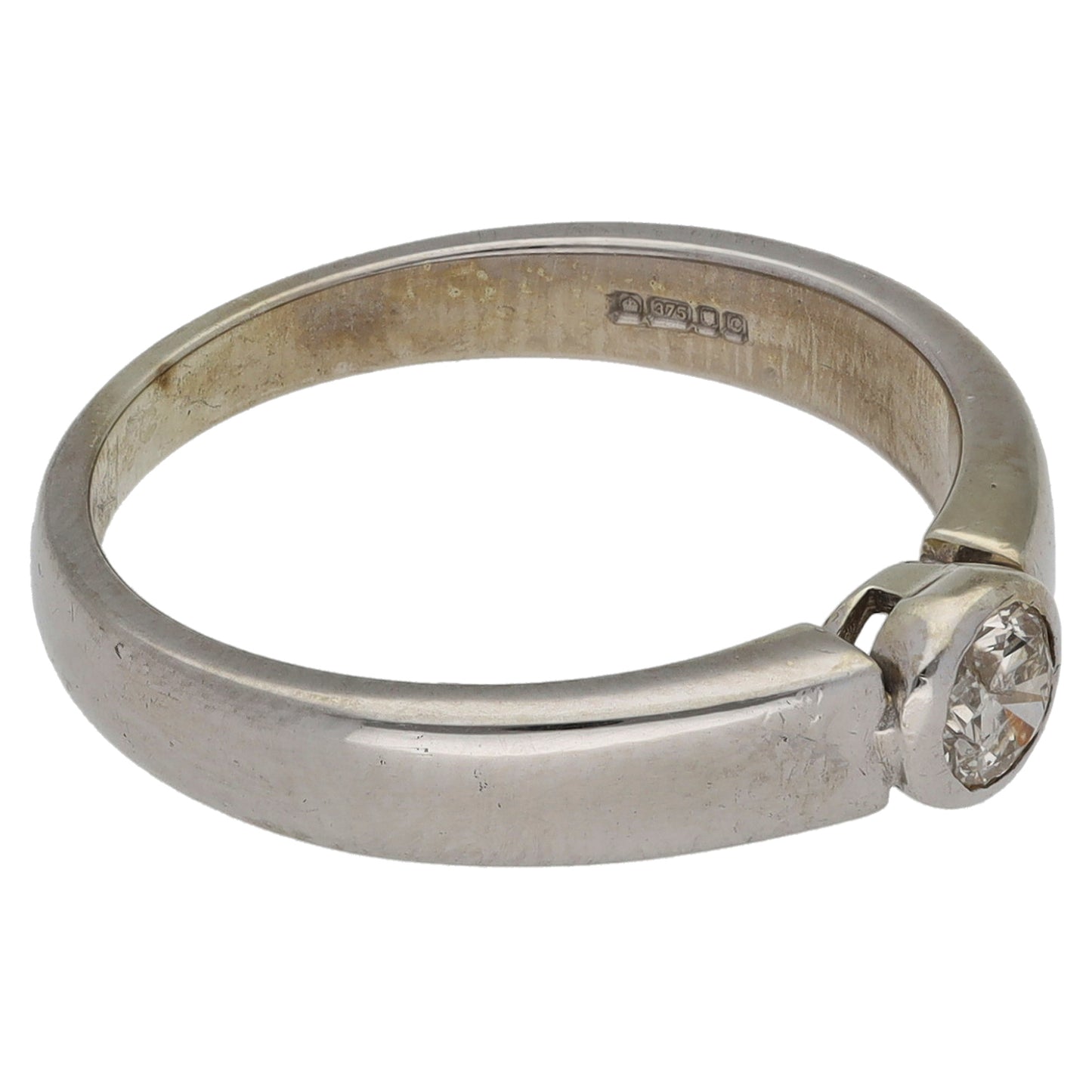 9ct White Gold 0.20ct Diamond Solitaire Ring Size N