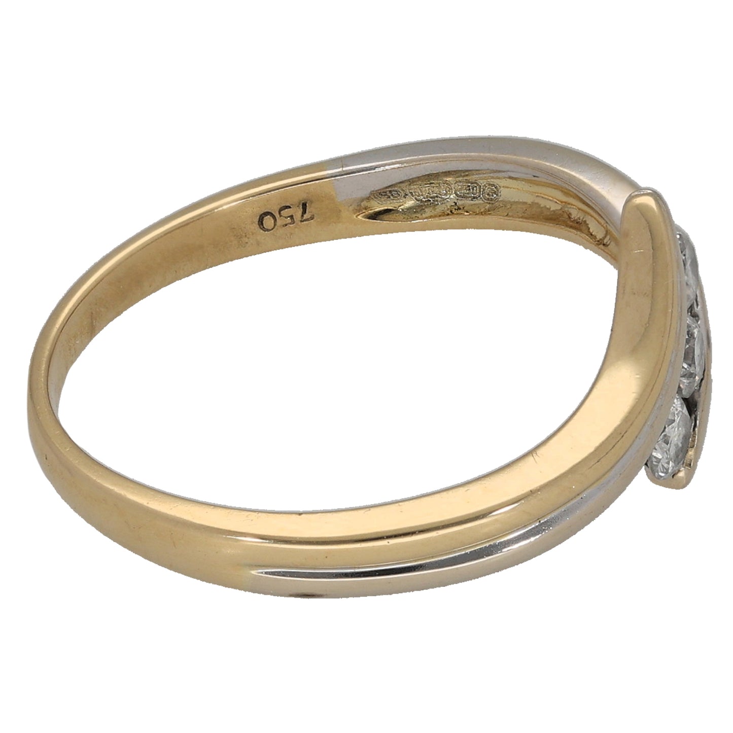 18ct Gold 0.25ct Diamond Trilogy Ring Size Q