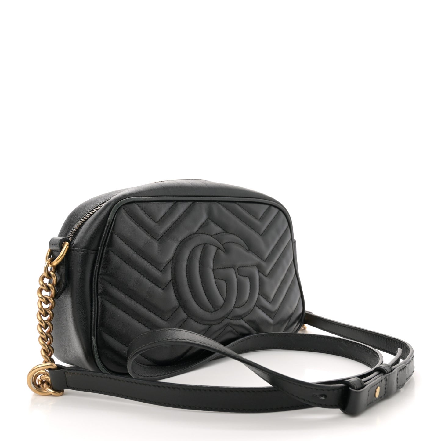 Gucci GG Marmont Small Calfskin Matelasse Leather Bag - Black