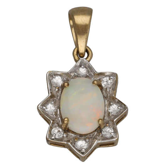 9ct Gold Opal & Cubic Zirconia Dress/Cocktail Pendant