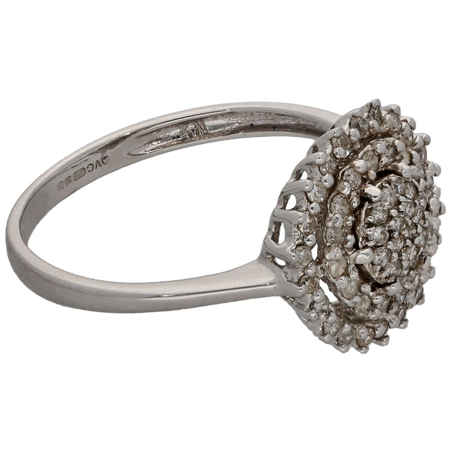 9ct White Gold 0.29ct Diamond Cluster Ring Size O