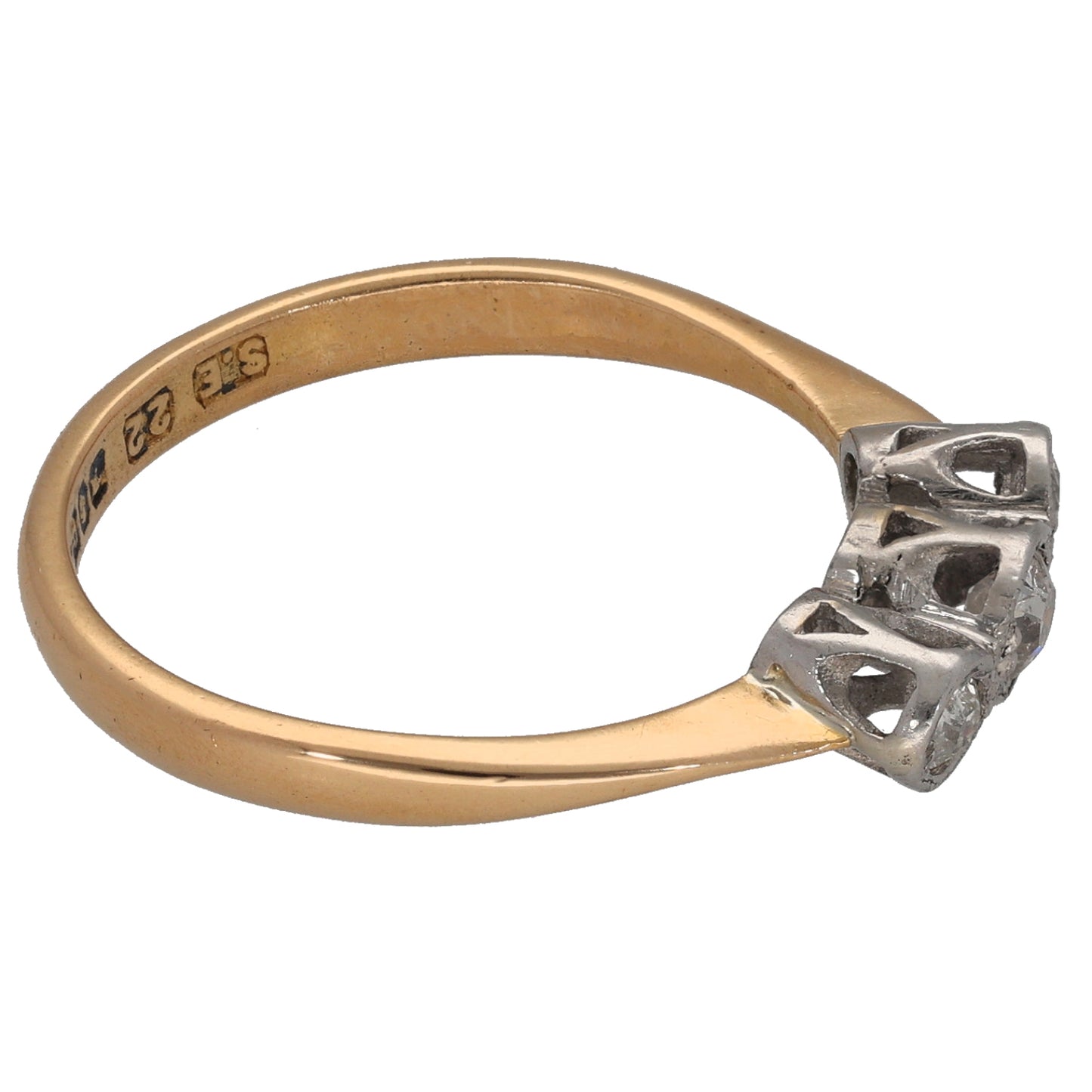 22ct Gold 0.20ct Diamond Trilogy Ring Size P
