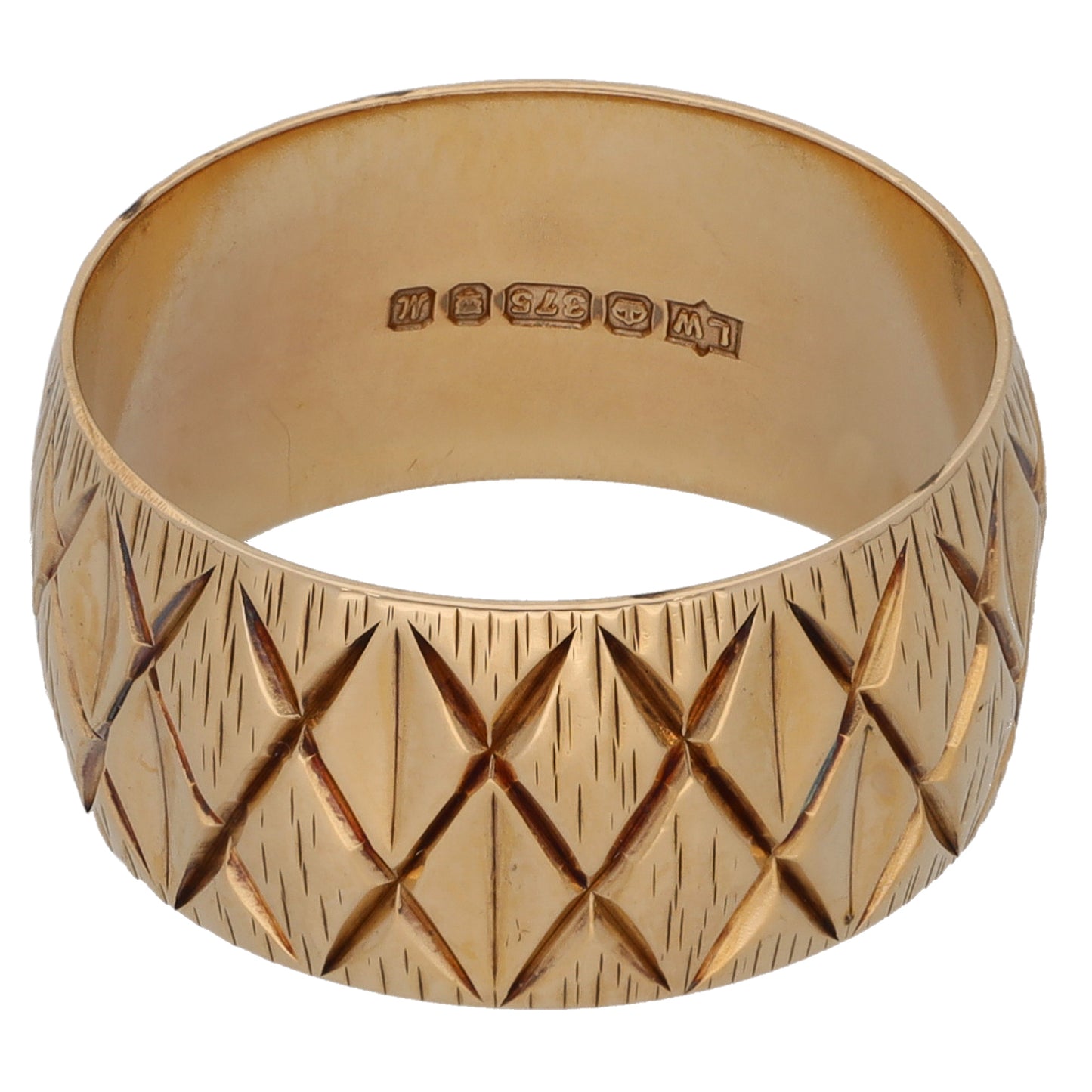 9ct Gold Patterned Wedding Ring Size N