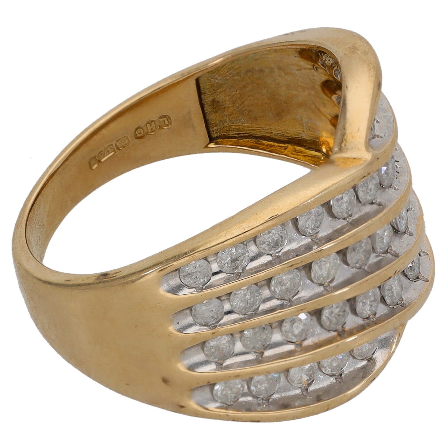 9ct Gold 0.86ct Diamond Dress/Cocktail Ring Size O