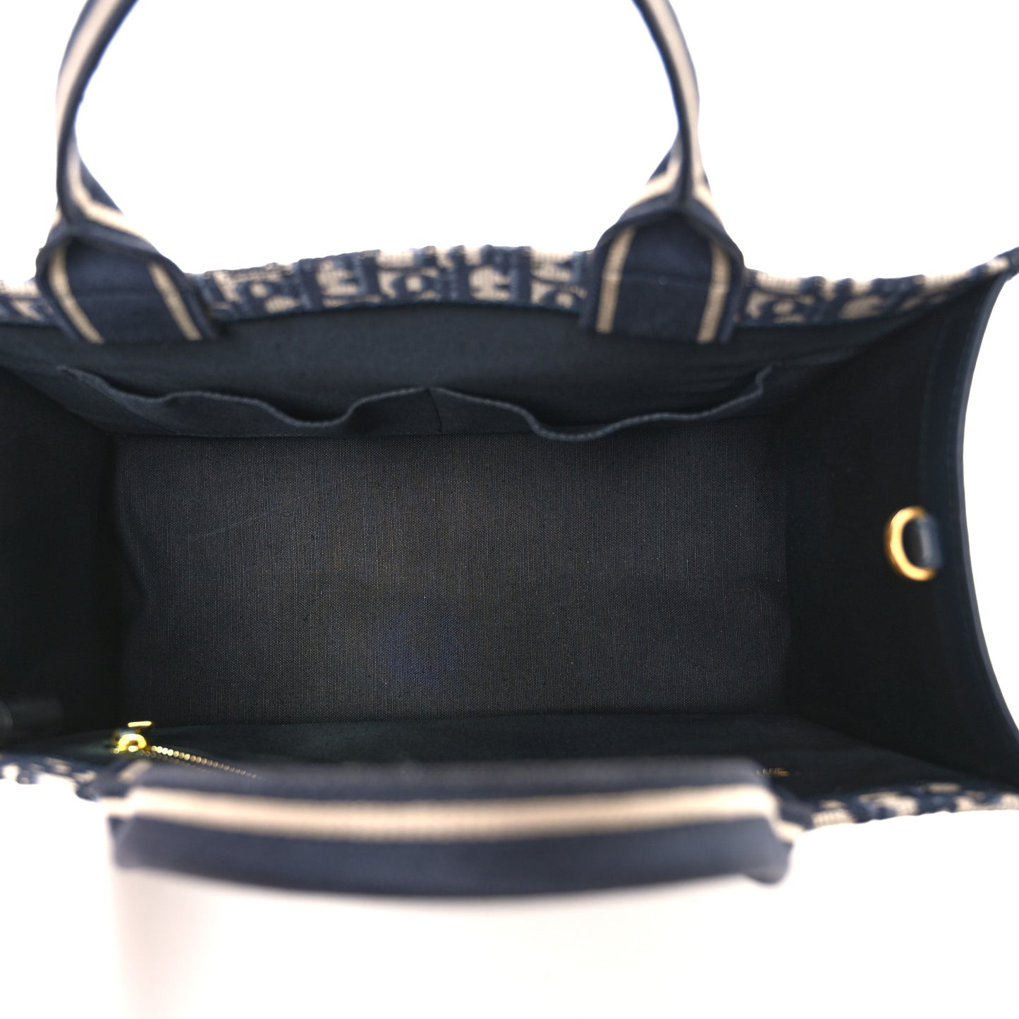 Christian Dior Medium Book Tote Oblique Calfskin Leather Bag - Navy