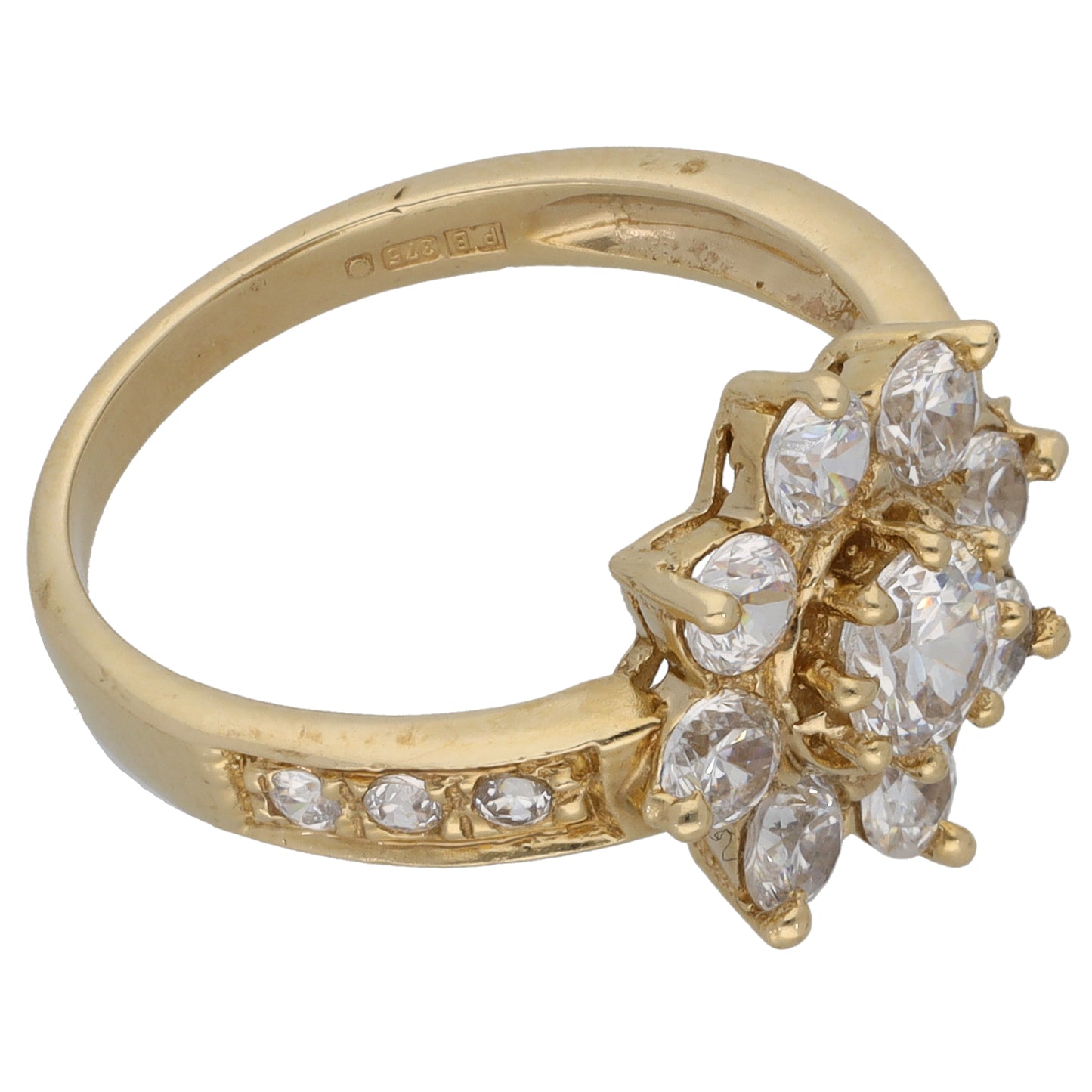 9ct Gold Cubic Zirconia Dress/Cocktail Ring Size P