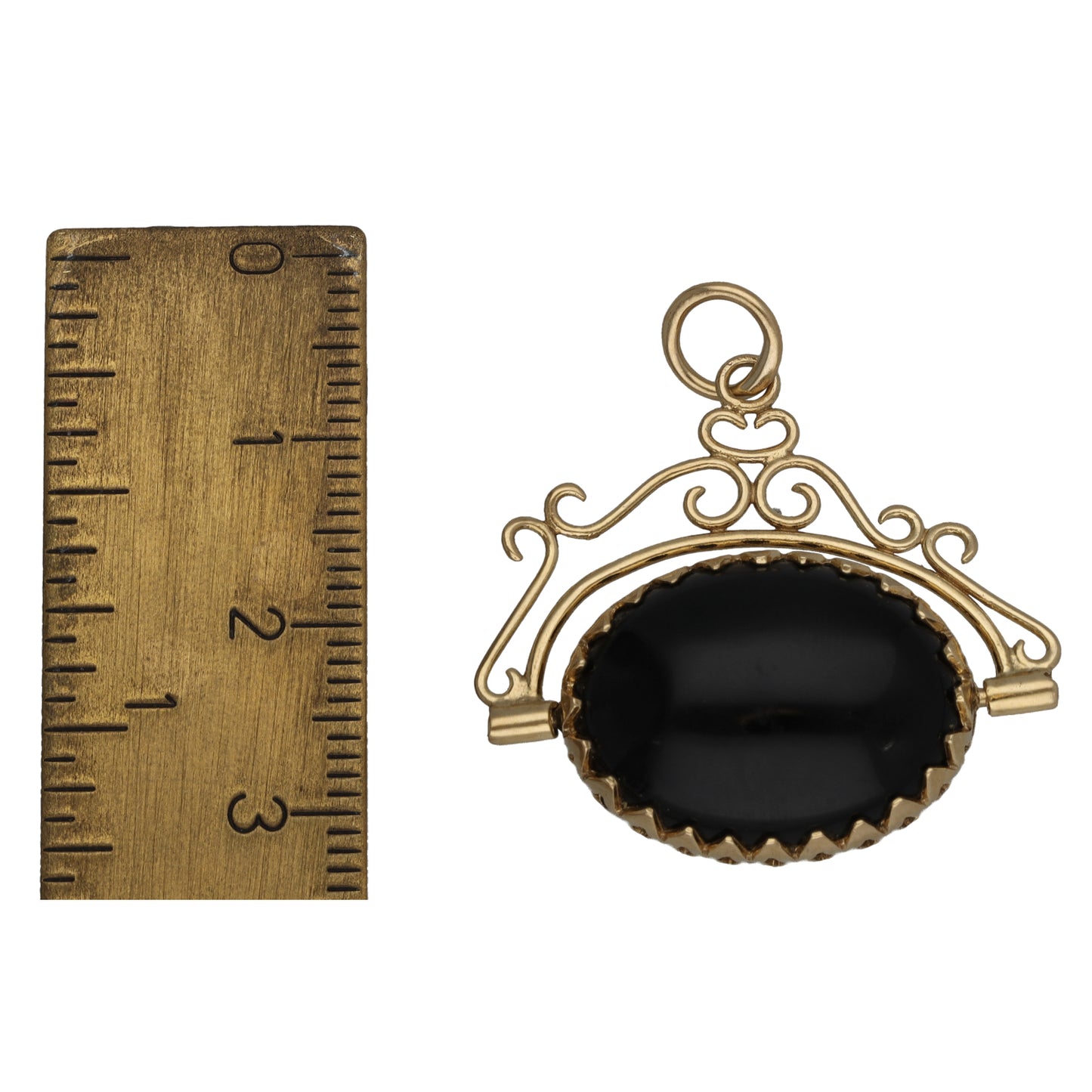 9ct Gold Onyx & Tiger's Eye Fob Pendant