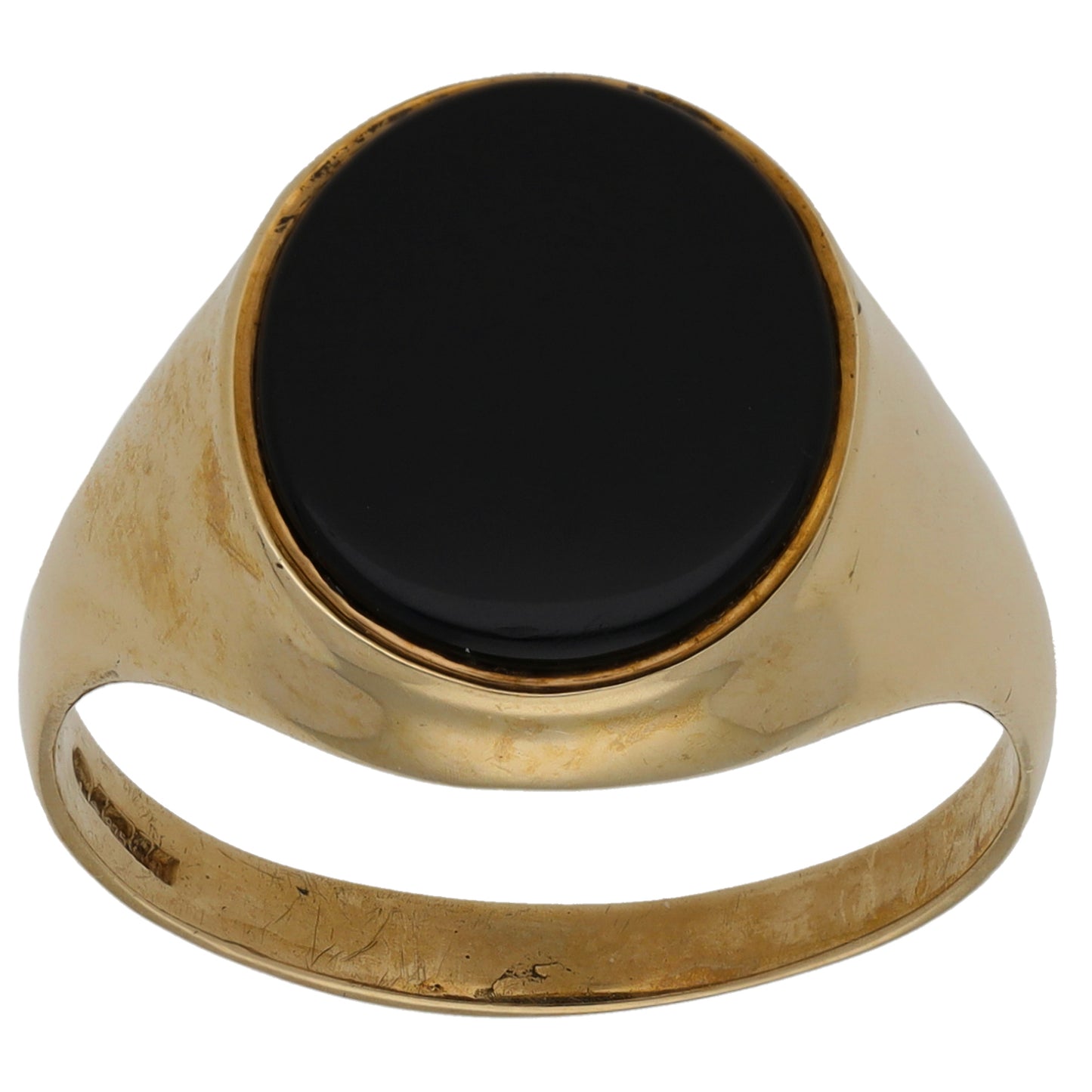 9ct Gold Onyx Single Stone Signet Ring Size T