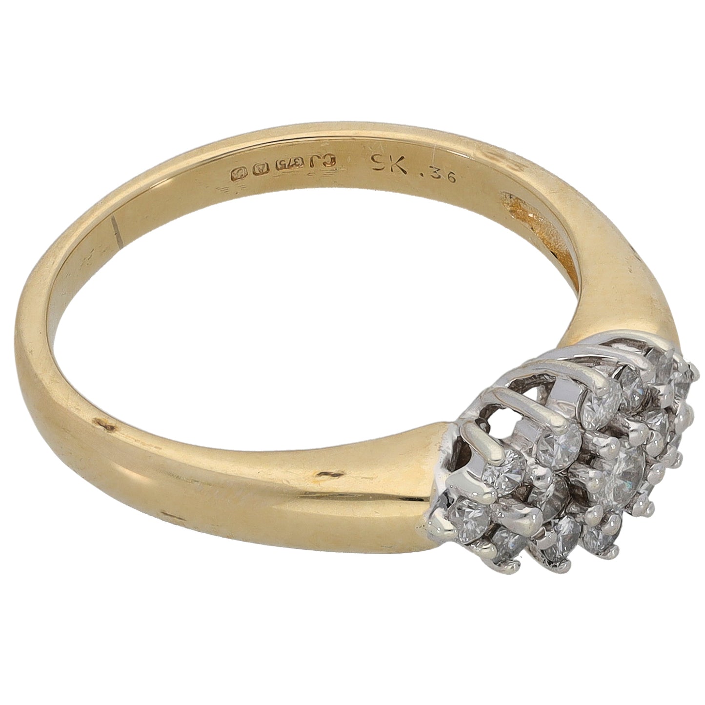 9ct Gold 0.36ct Diamond Cluster Ring Size M