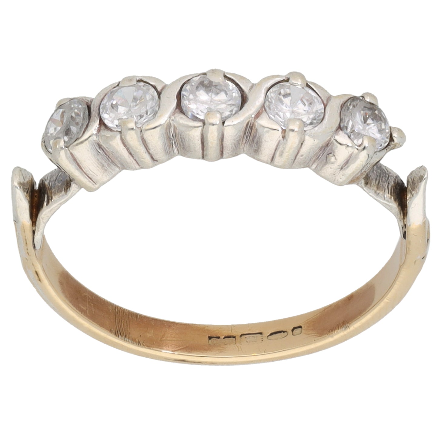 9ct Bicolour Gold Cubic Zirconia Half Eternity Ring Size O