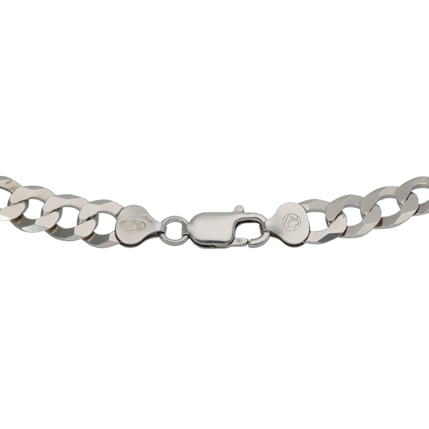 Sterling silver curb chain necklace with lobster clasp and 925 stamped links
