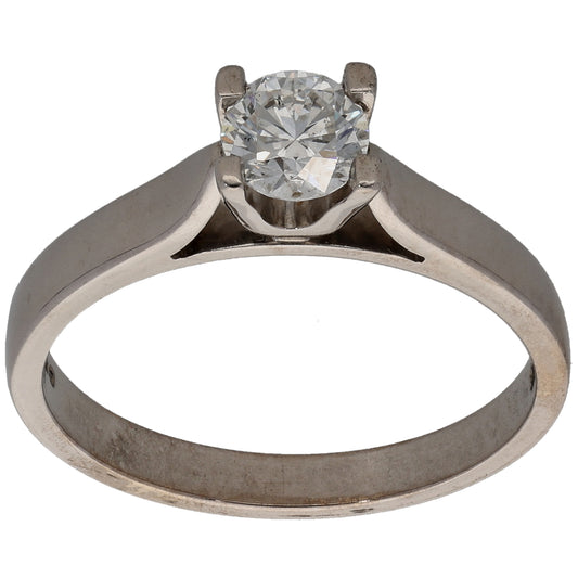18ct White Gold 0.43ct Diamond Solitaire Ring Size L