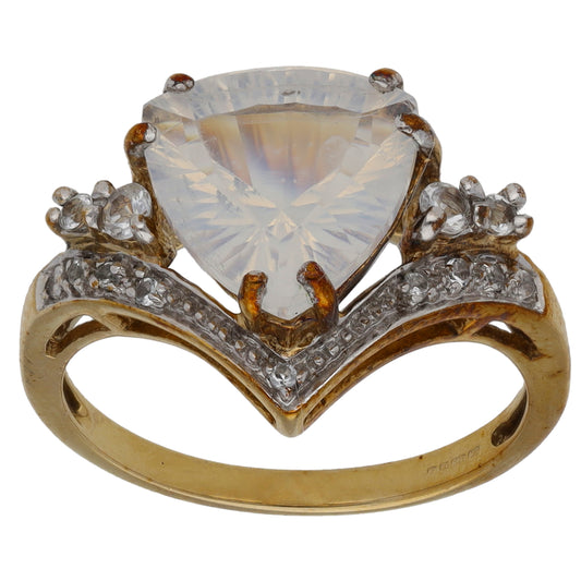 9ct Gold Quartz & Imitation Gems Dress/Cocktail Ring Size N
