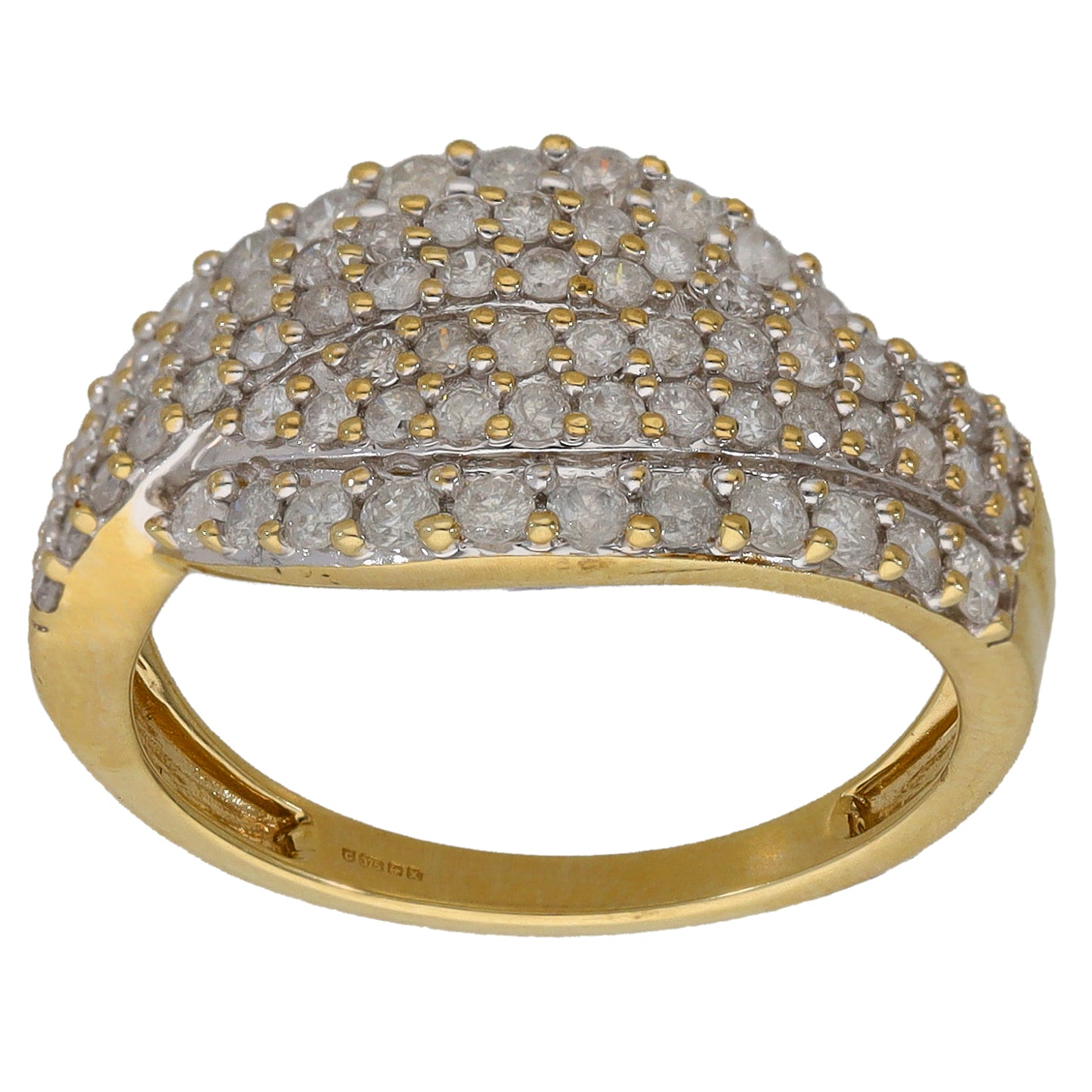 9ct Gold 0.92ct Diamond Dress/Cocktail Ring Size N