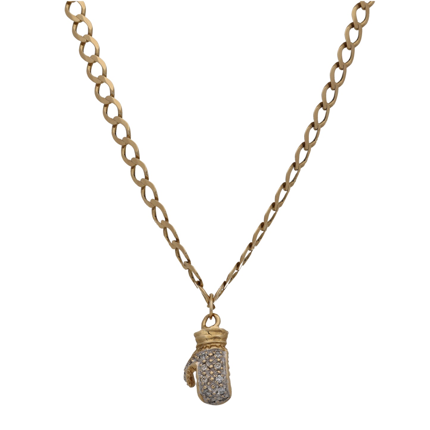 9ct Gold Cubic Zirconia Boxing Glove Pendant With Chain