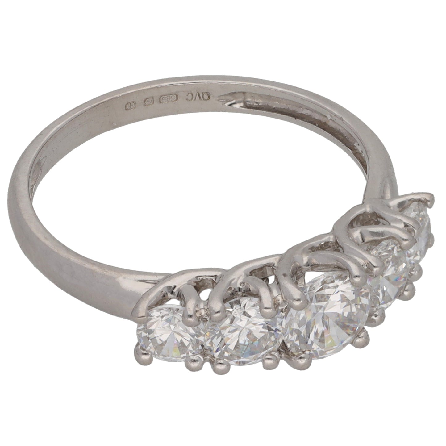 14ct White Gold Cubic Zirconia Half Eternity Ring Size N