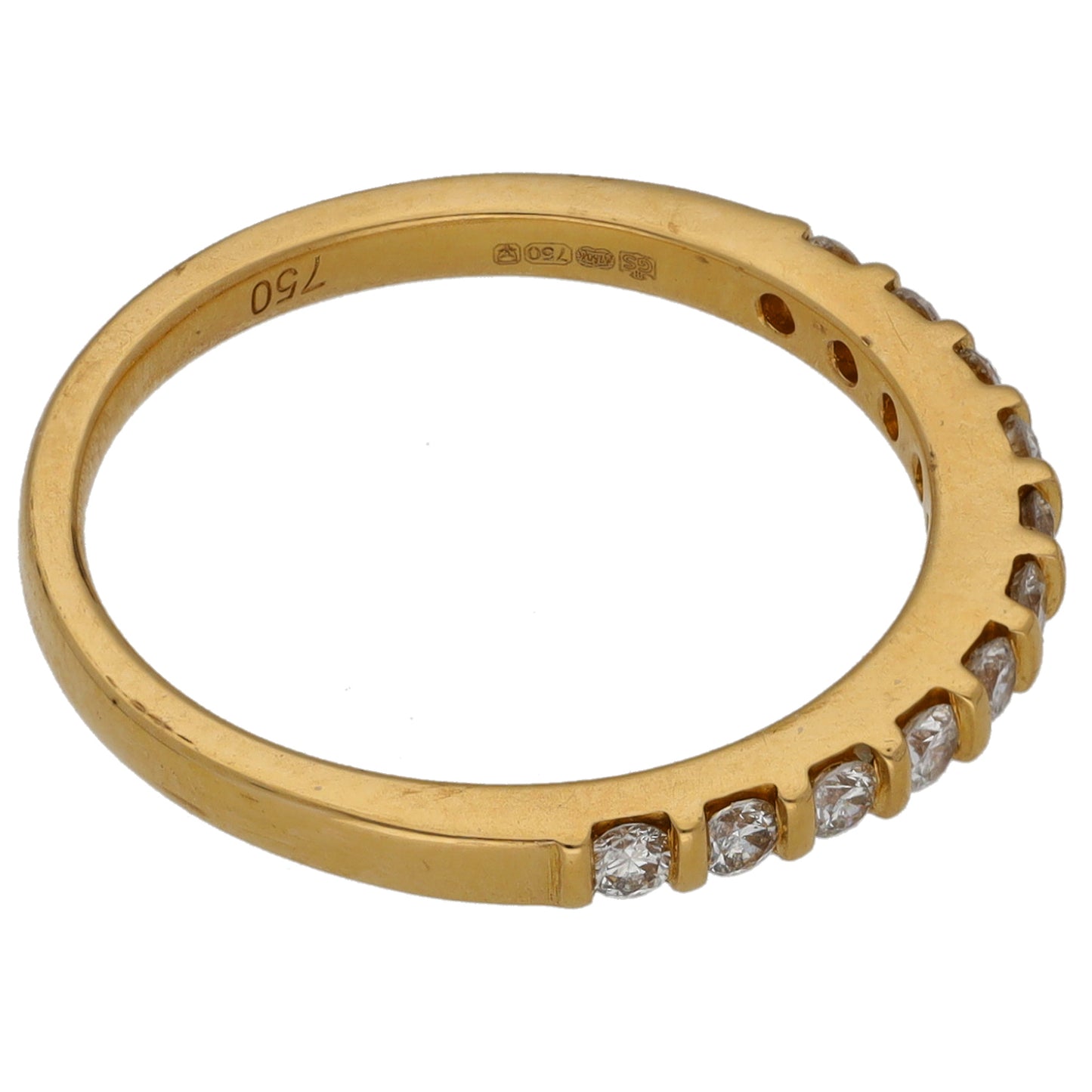 18ct Gold 0.03ct Diamond Half Eternity Ring Size N