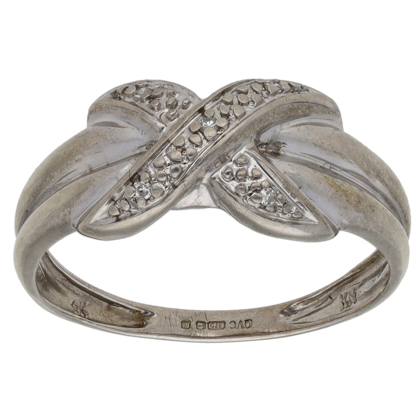 9ct White Gold 0.03ct Diamond Dress/Cocktail Ring Size S