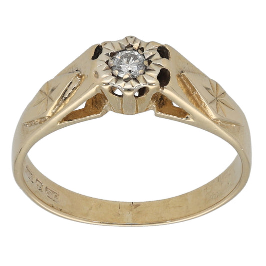 9ct Gold 0.07ct Diamond Solitaire Ring Size K