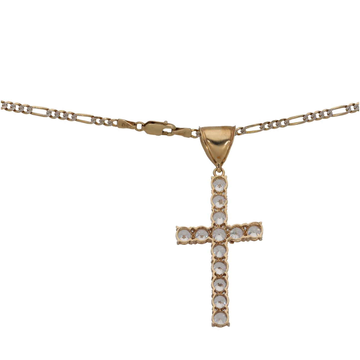 9ct Gold Cubic Zirconia Cross Pendant With Chain