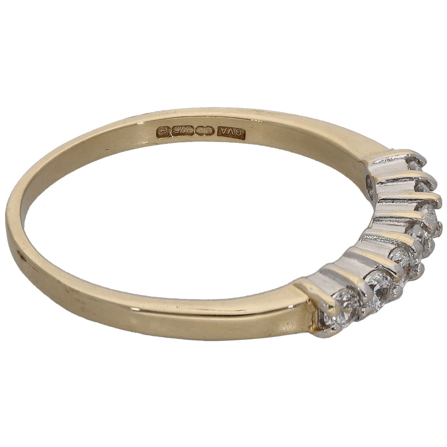 9ct Gold Cubic Zirconia Half Eternity Ring Size P