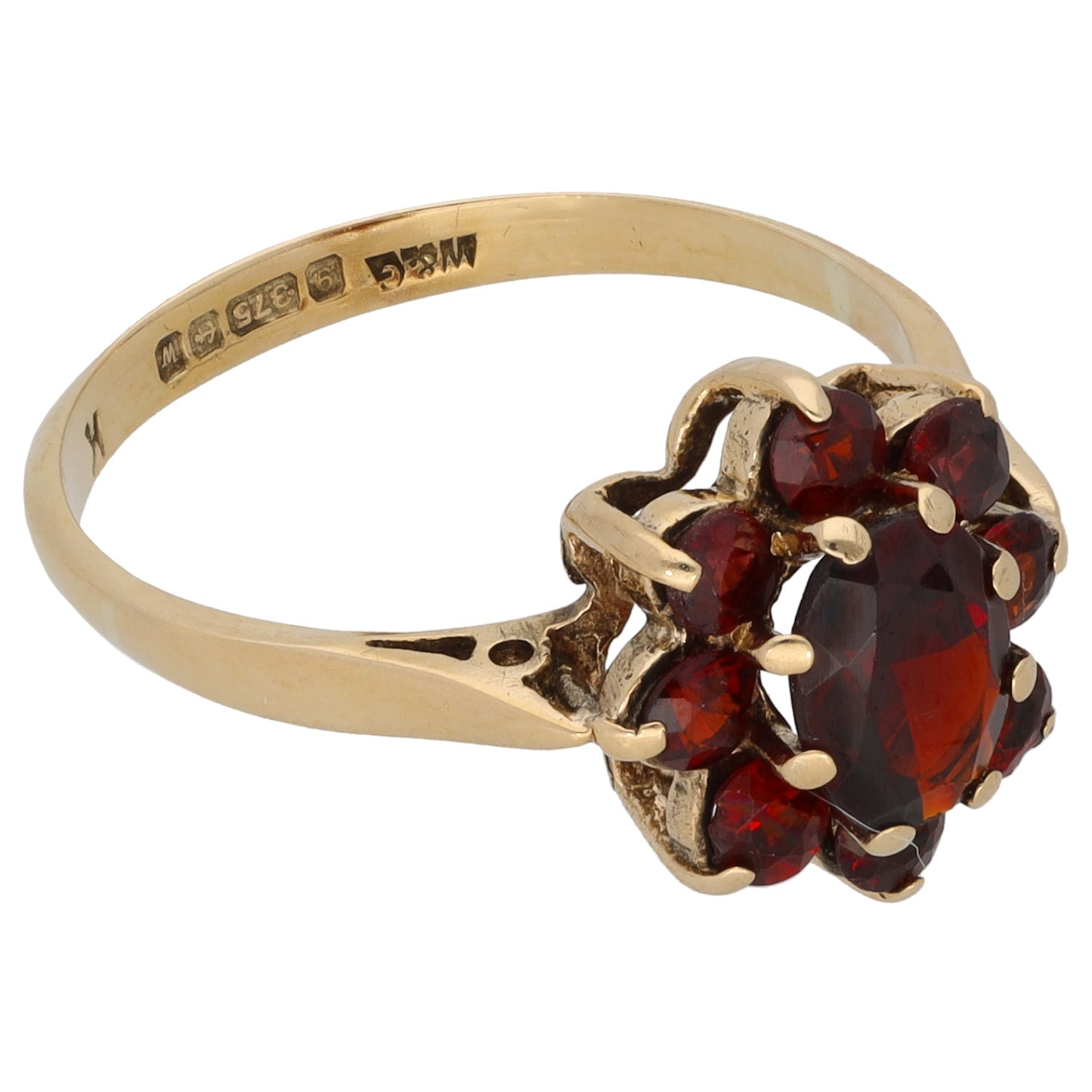 9ct Gold Garnet Dress/Cocktail Ring Size N