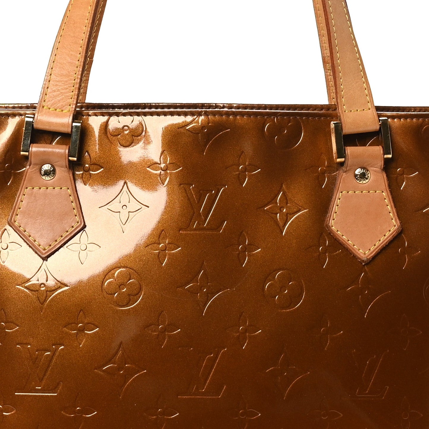 Louis Vuitton Houston Monogram Vernis Calfskin Leather Bag - Bronze