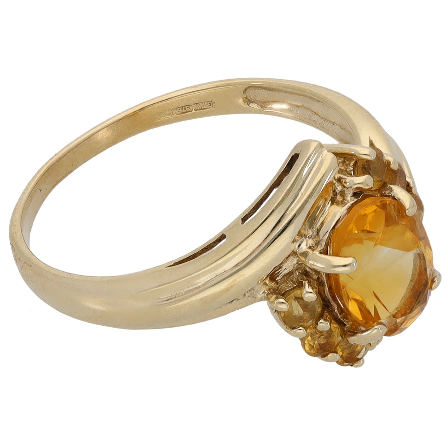 9ct Gold Citrine Dress/Cocktail Ring Size N