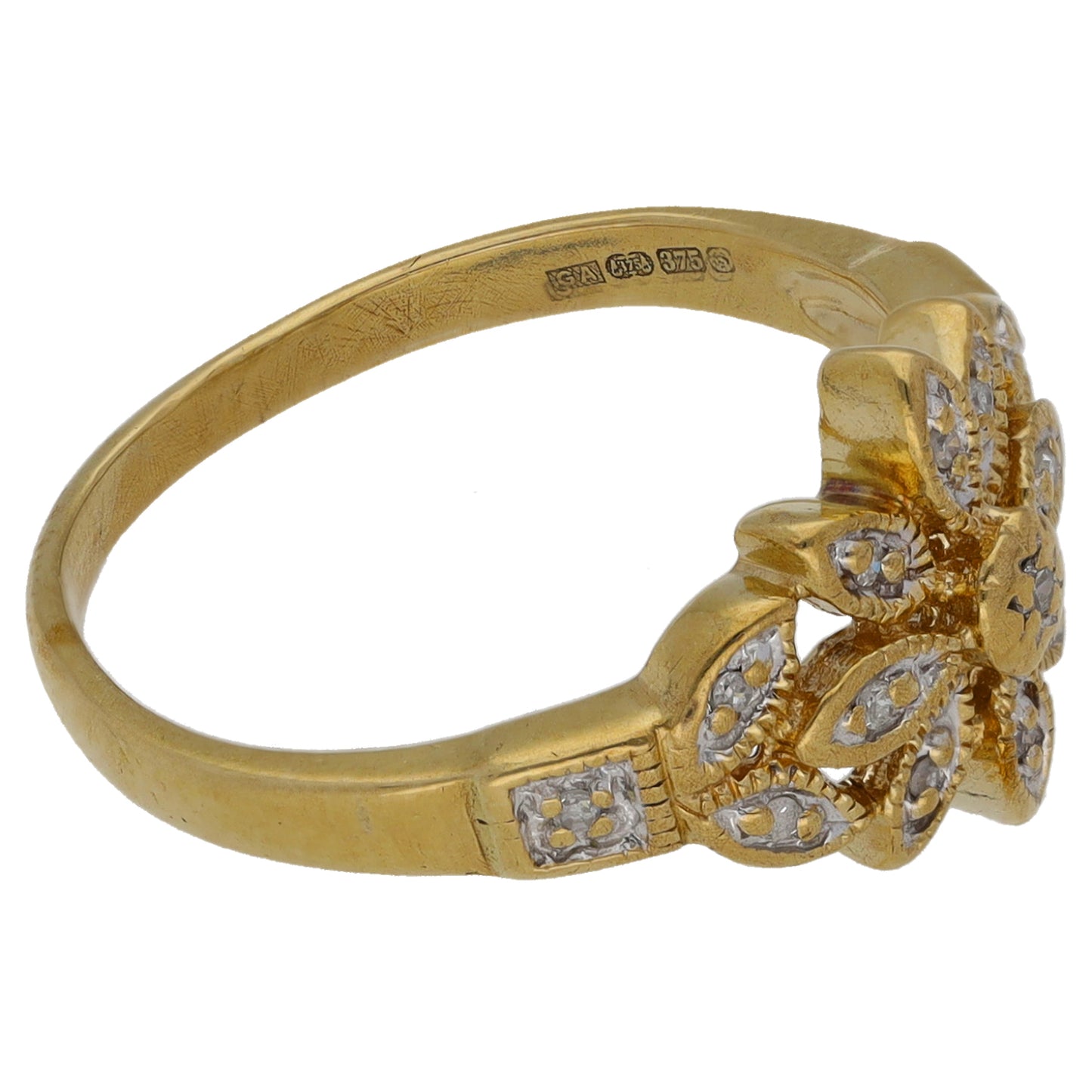 9ct Gold 0.07ct Round Diamond Dress/Cocktail Ring Size O