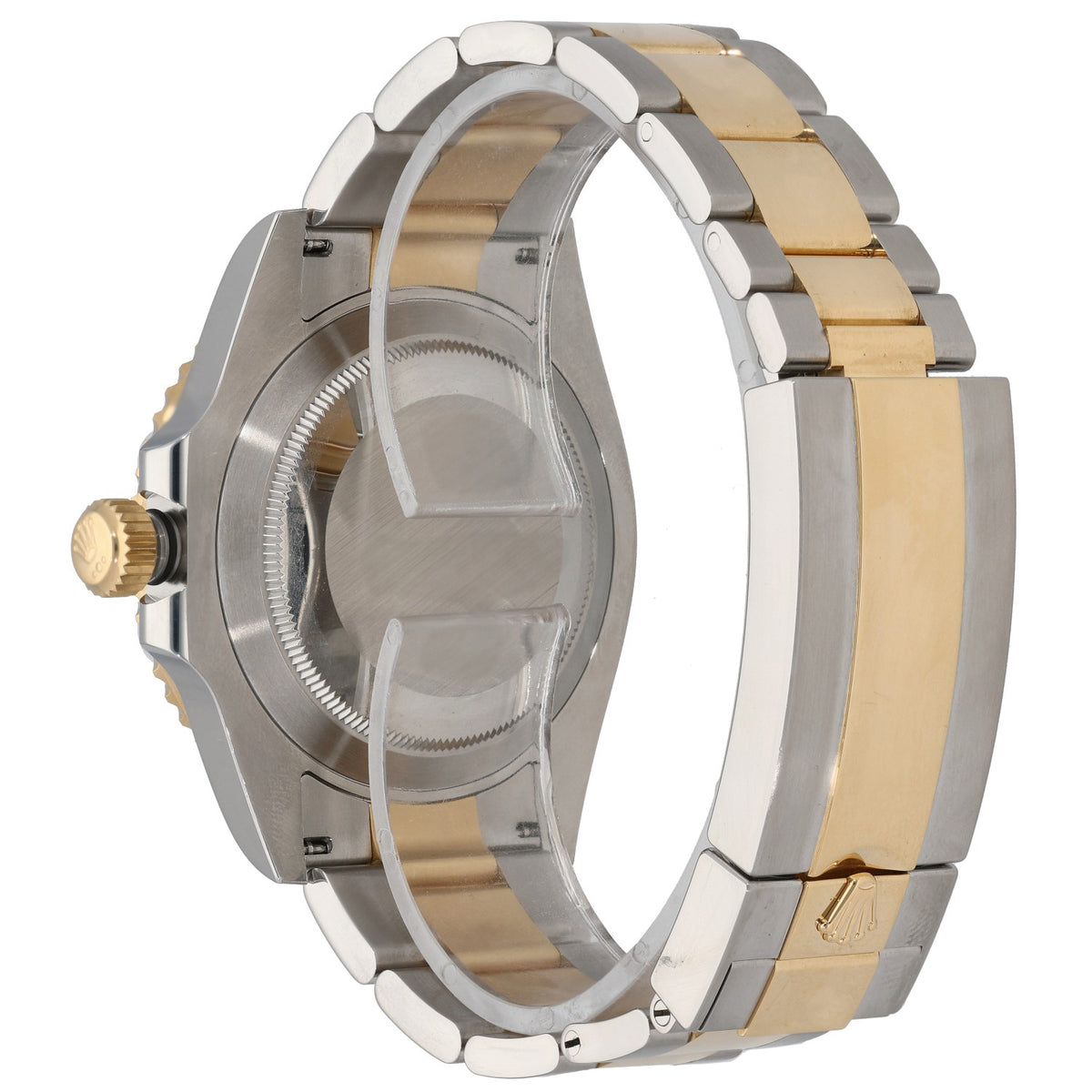 Rolex Submariner 126613 bi-colour watch case view, steel case with gold bracelet links