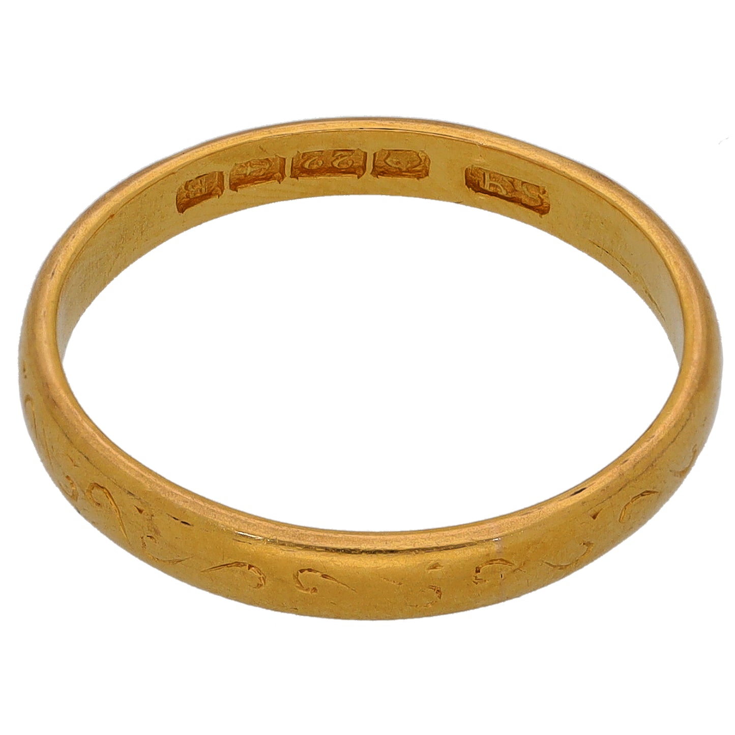 22ct Gold Patterned Wedding Ring Size M