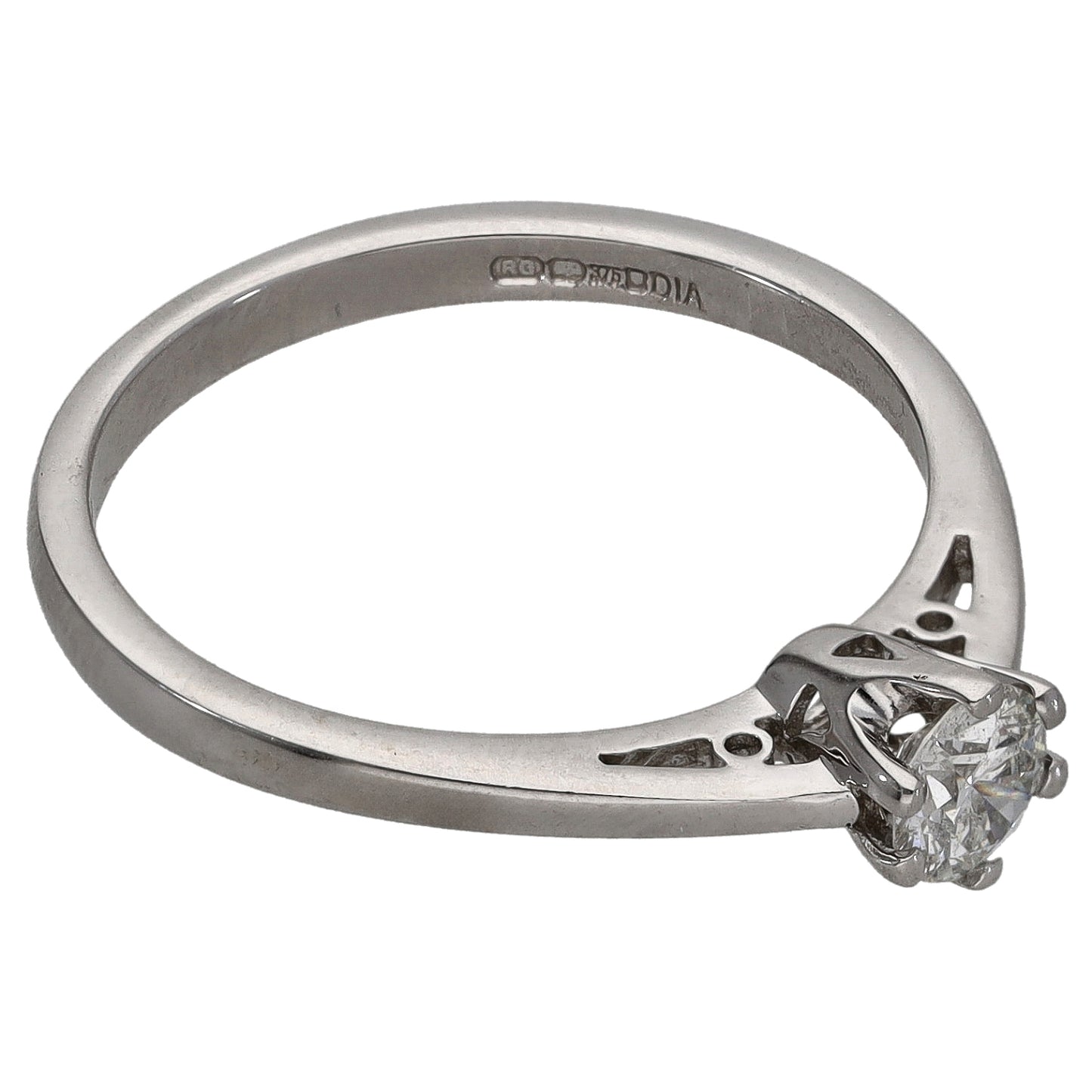 9ct White Gold 0.33ct Diamond Solitaire Ring Size P