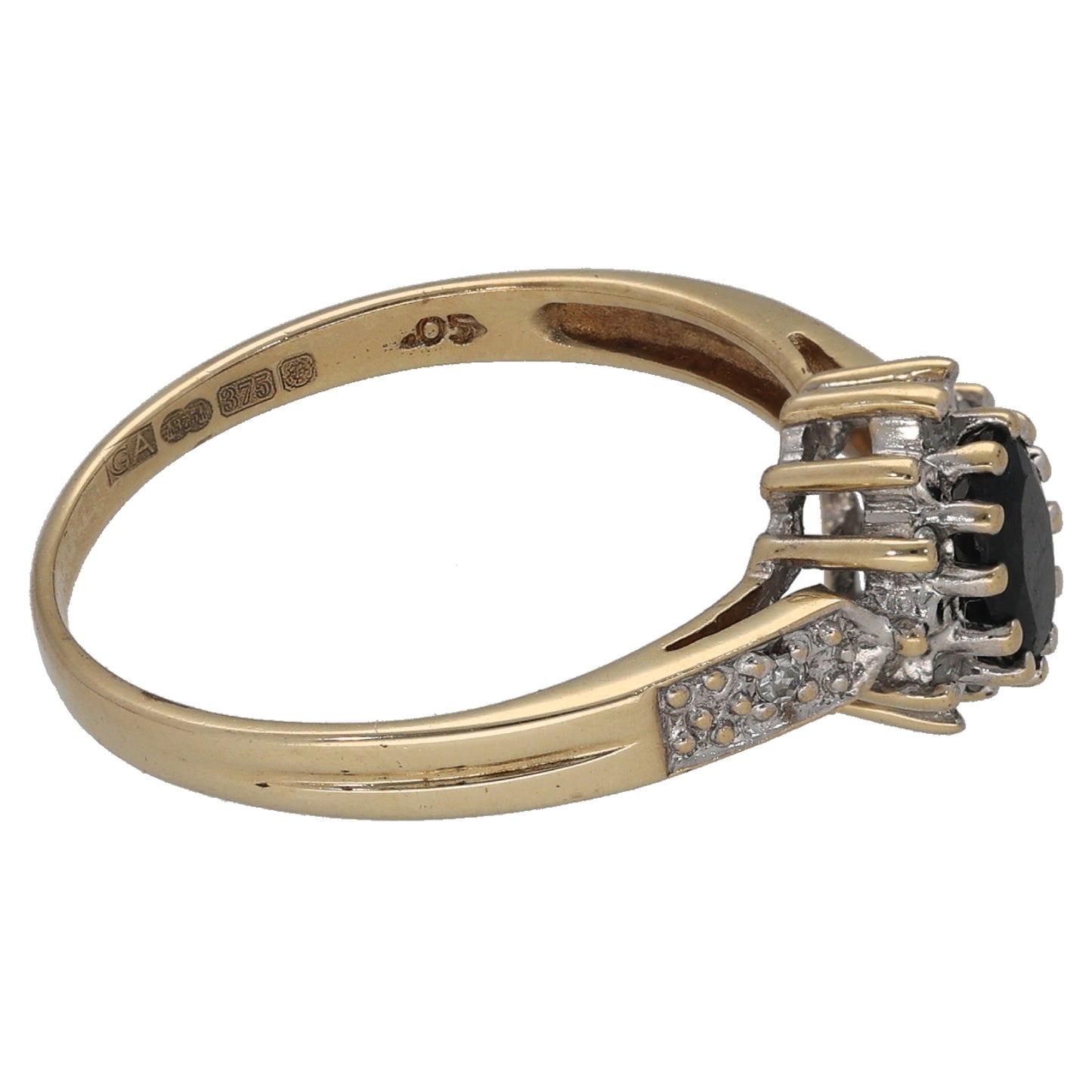 9ct Gold 0.04ct Diamond & Sapphire Dress/Cocktail Ring Size M