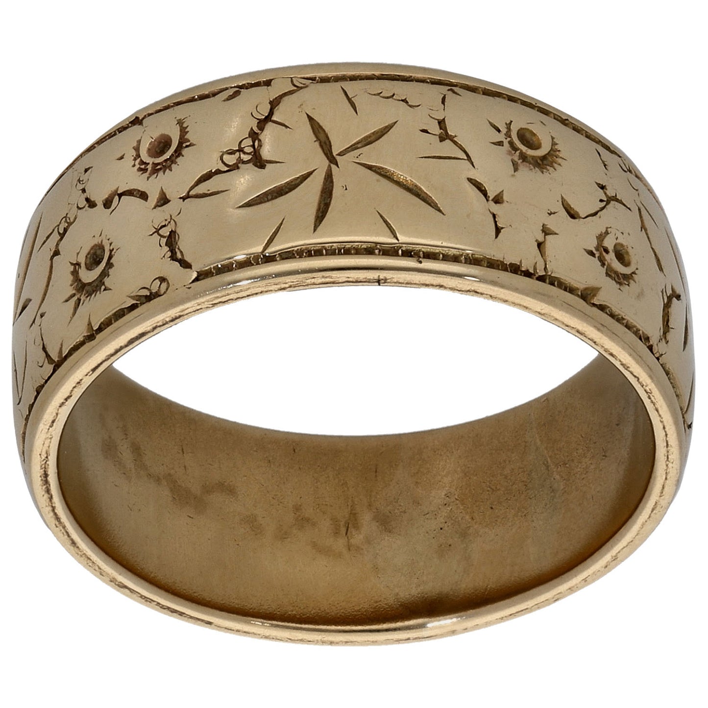 9ct Gold Patterned Wedding Ring Size K