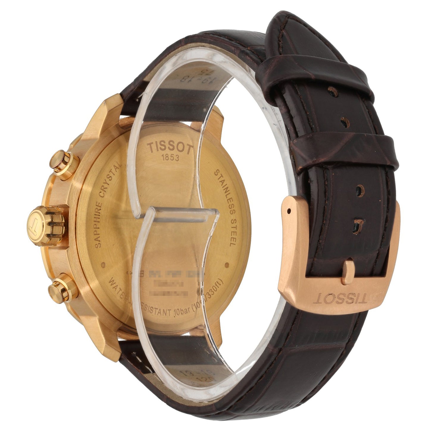 Tissot Quickster T095417A 42mm Gold Plated Stainless Steel, white dial, brown leather strap