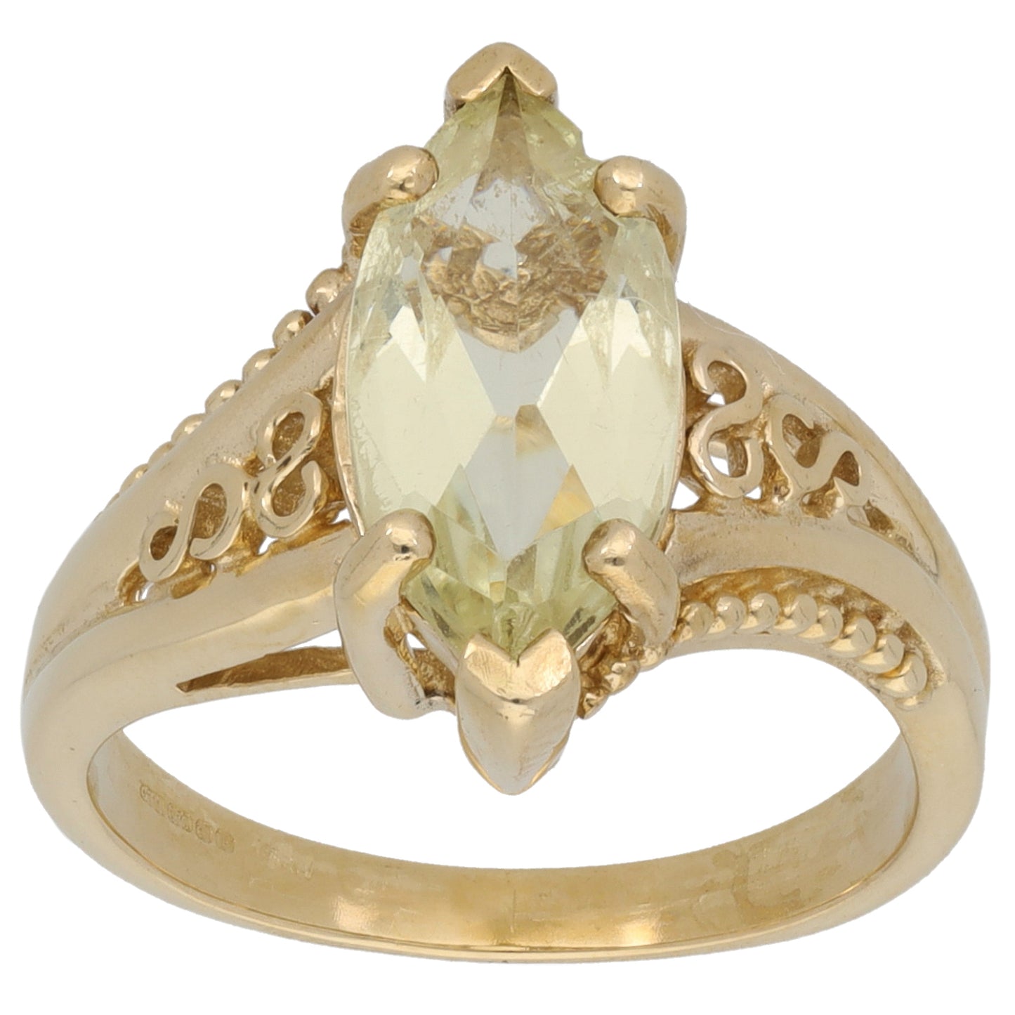 9ct Gold Quartz Single Stone Ring Size N