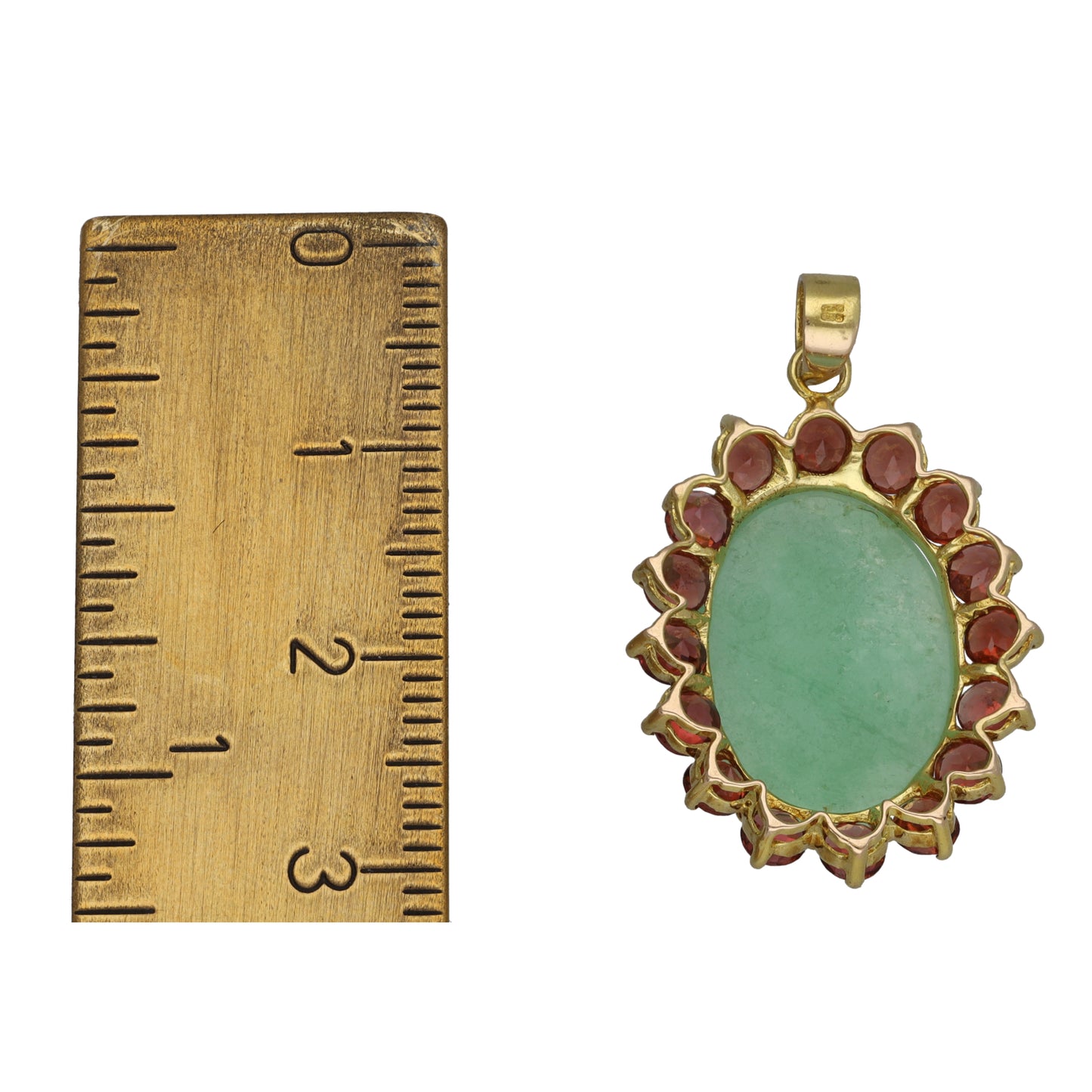 9ct Gold Jade & Garnet Dress/Cocktail Pendant