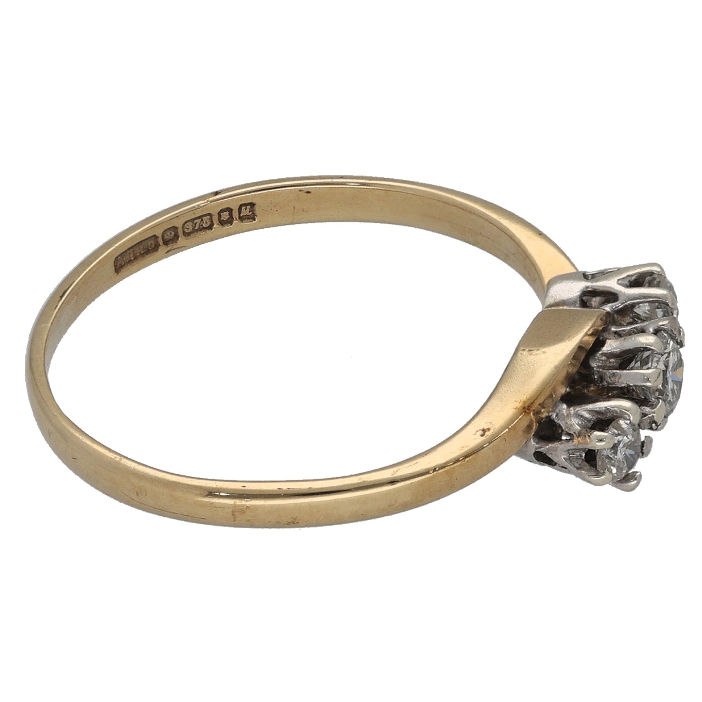 9ct Gold 0.20ct Diamond Trilogy Ring Size N