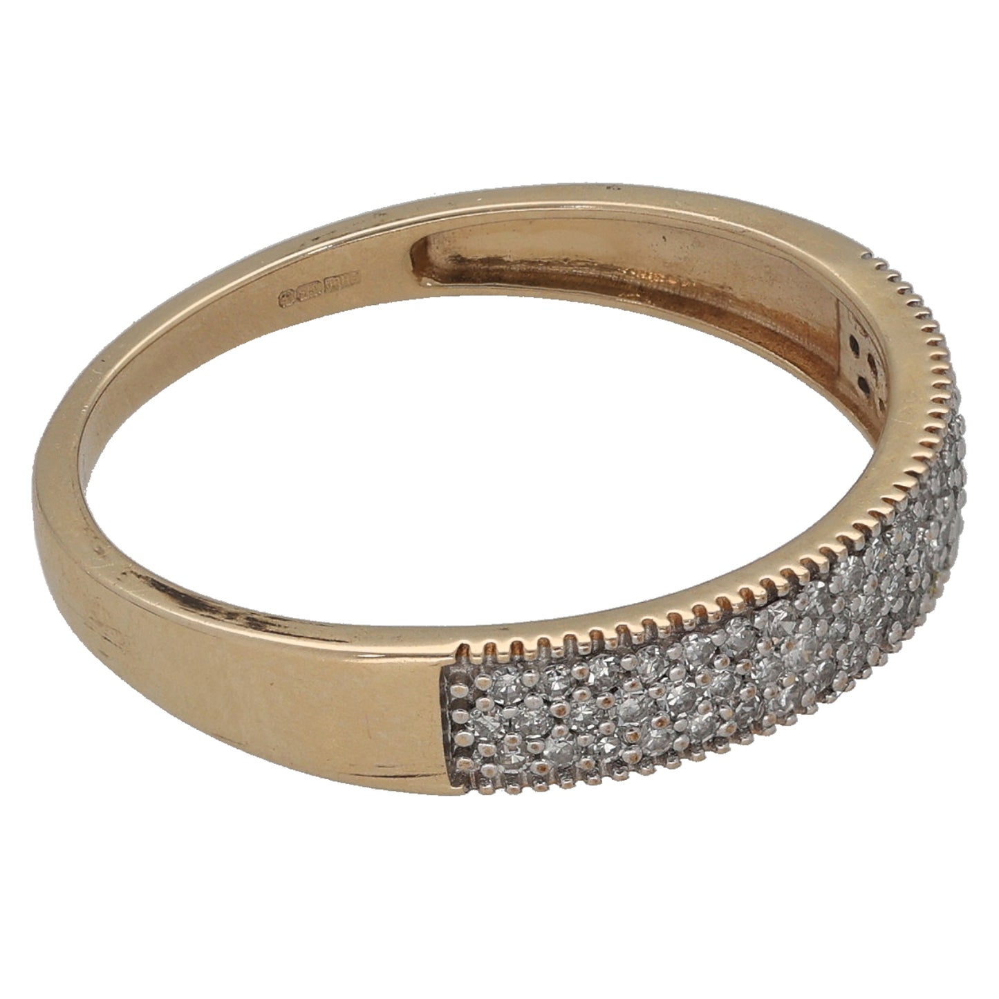 9ct Gold 0.25ct Diamond Half Eternity Ring Size P