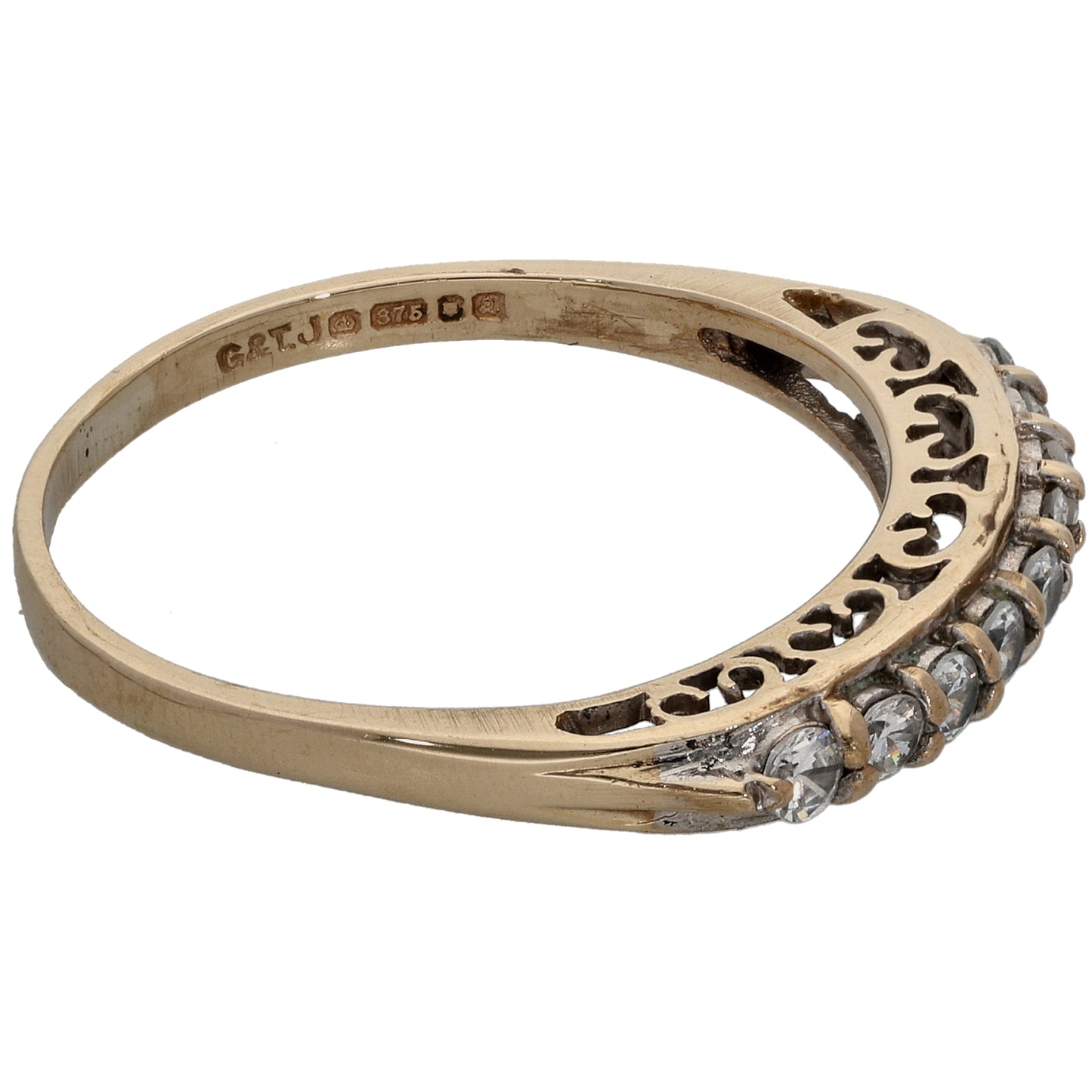 9ct Gold Cubic Zirconia Half Eternity Ring Size P